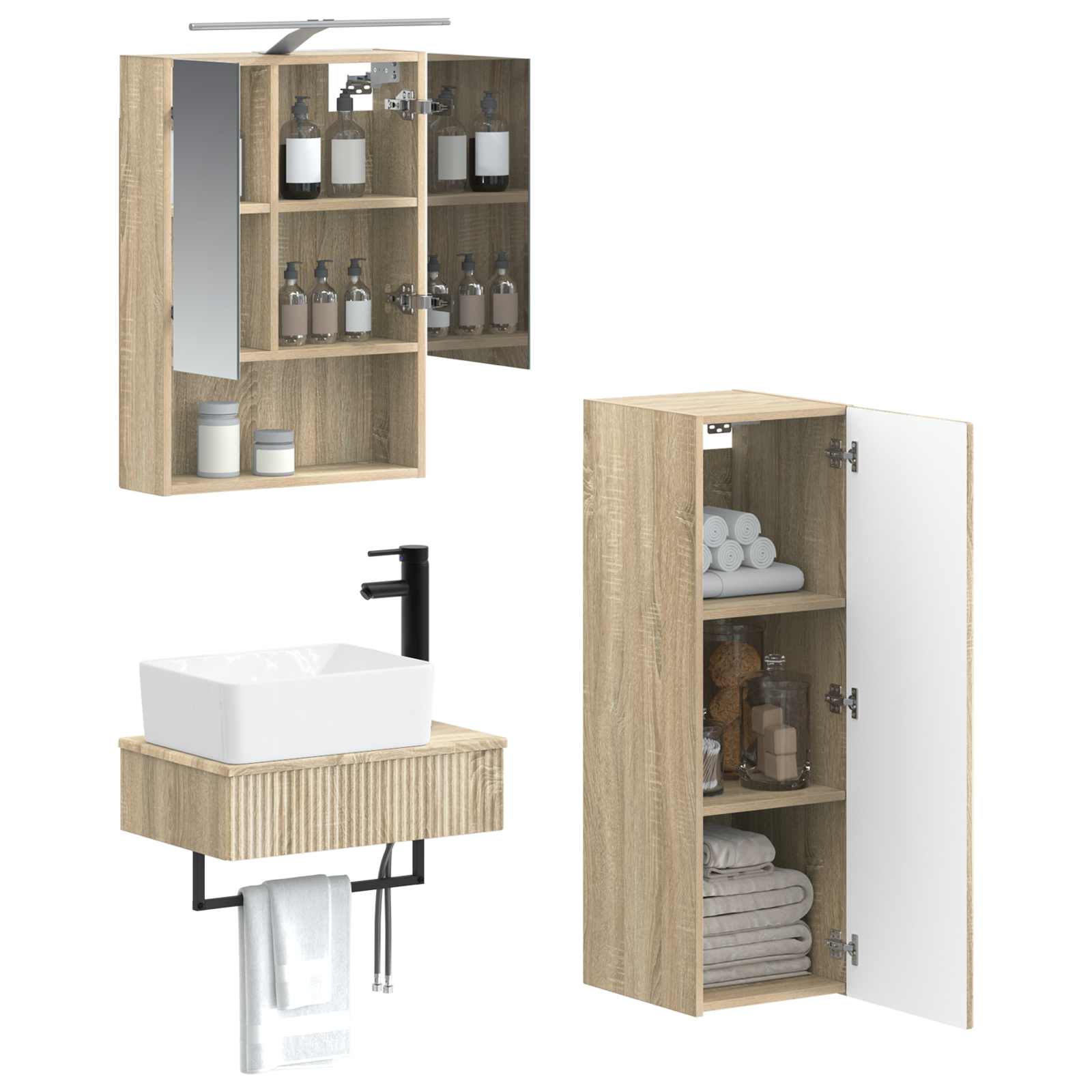 Set ormarića za kupaonicu 4 pcs Hrast sonoma 50 x 14,5 x 70 cm