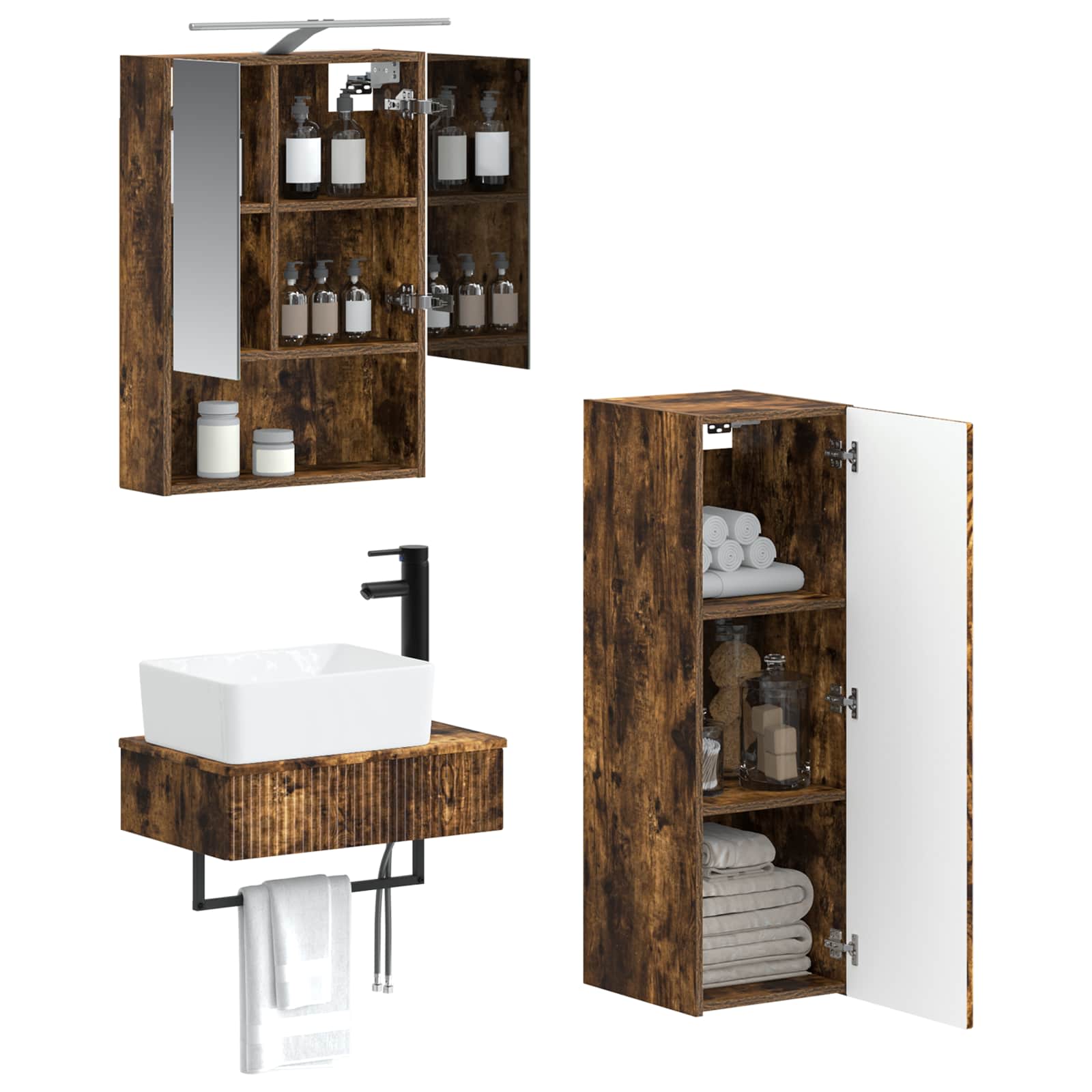 Set ormarića za kupaonicu 4 pcs Dimljeni hrast