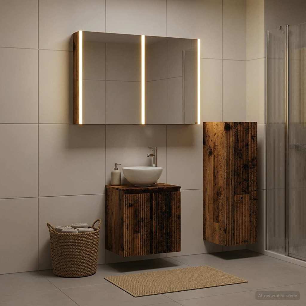 Set namještaja za kupaonicu 4 pcs Staro drvo