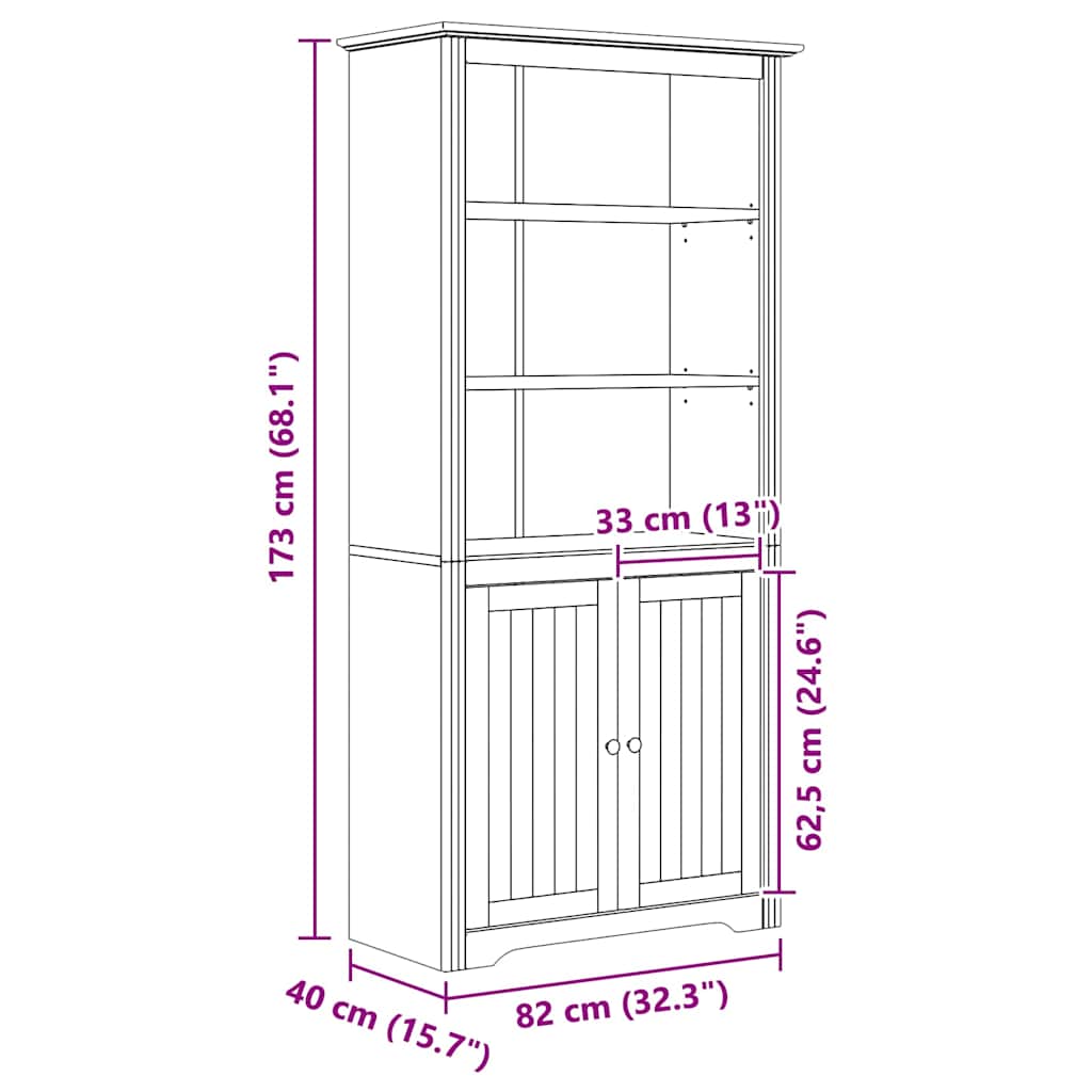 Police za knjige BODO Medeno smeđa 82 x 40 x 173 cm