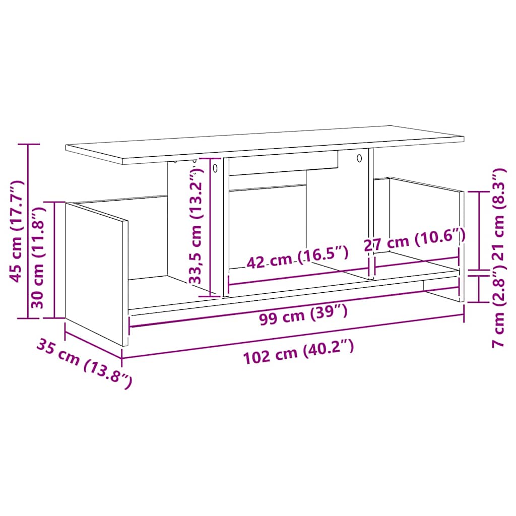 TV stalak Sonoma hrast 102 x 35 x 45 cm Konstruirano drvo