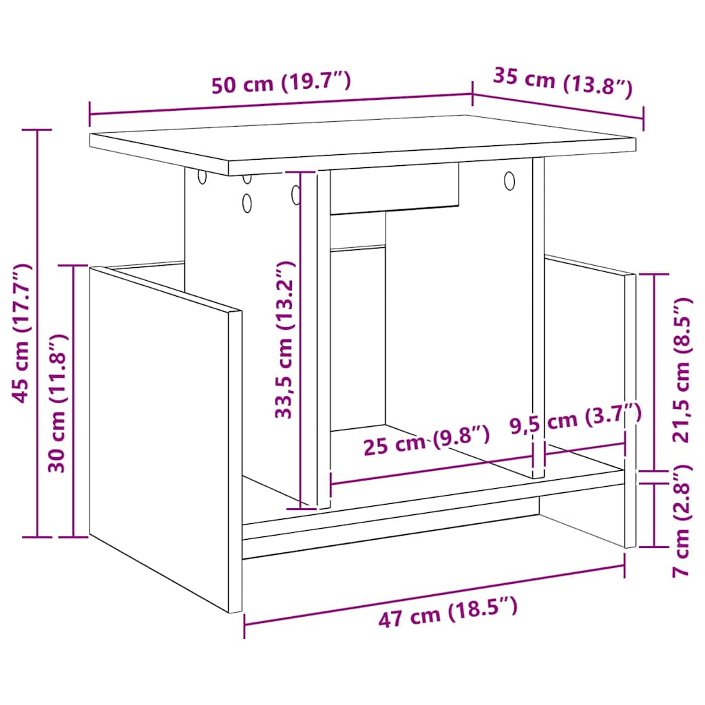 TV stalak 2 pcs Umjetnički hrast 50 x 35 x 45 cm