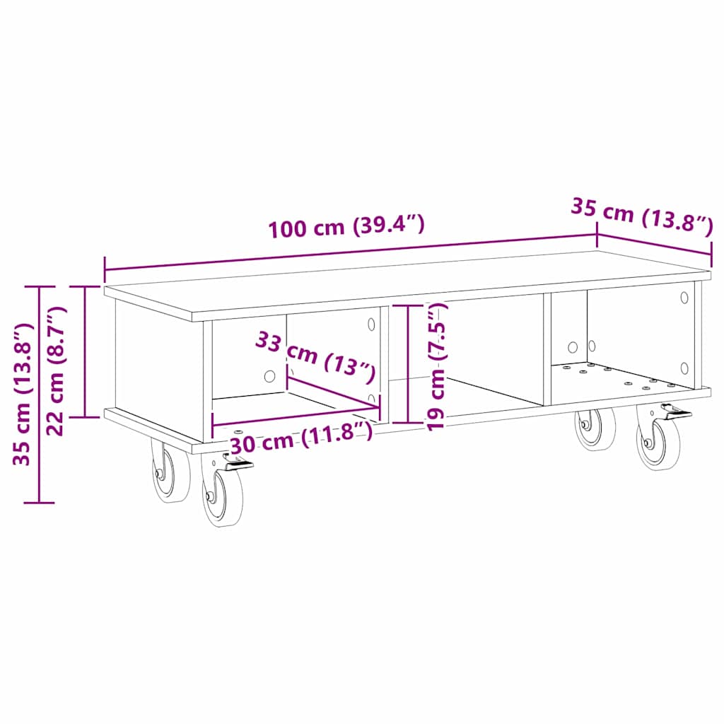 TV stalak Siva Sonoma 100 x 35 x 35 cm Konstruirano drvo
