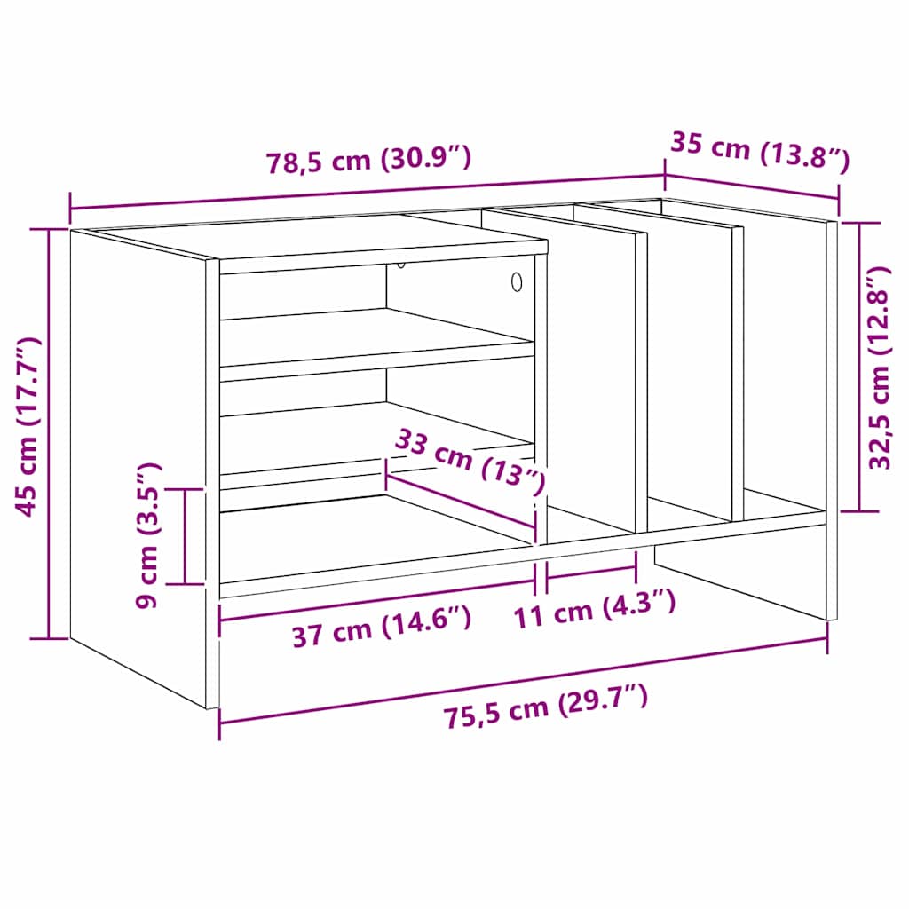 Ormar za ploče Crni hrast 78.5 x 35 x 45 cm Konstruirano drvo