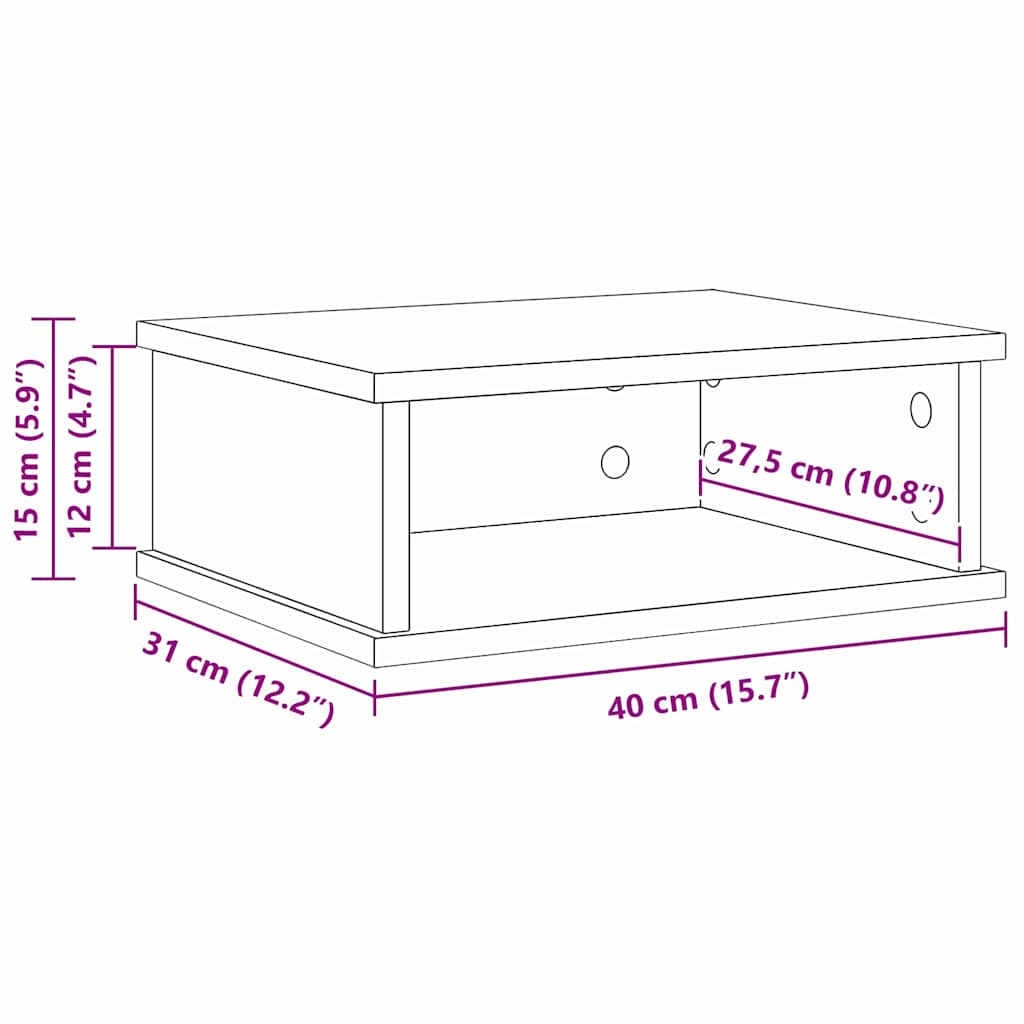 Noćni ormarić Betonski sivi 40 x 31 x 15 cm Konstruirano drvo