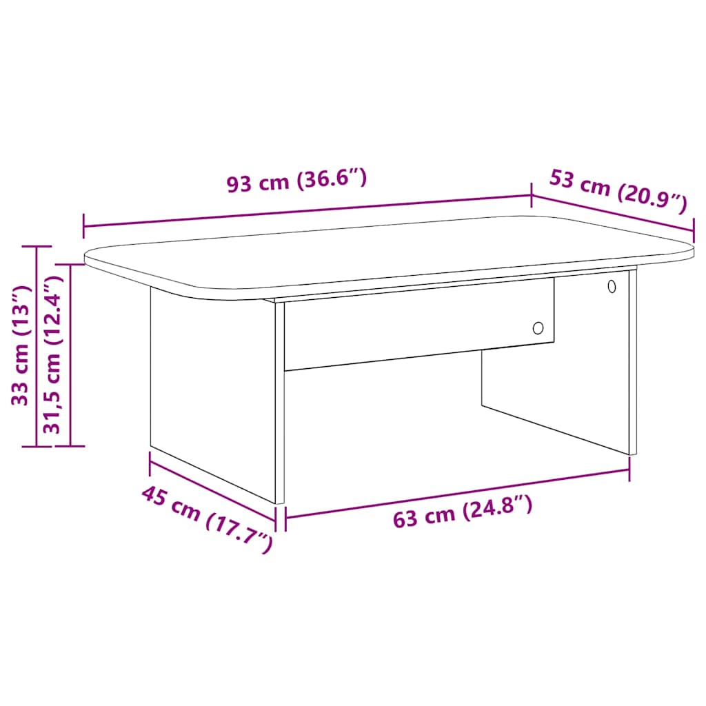Kava Stol Dimljeni hrast 93 x 53 x 33 cm Konstruirano drvo