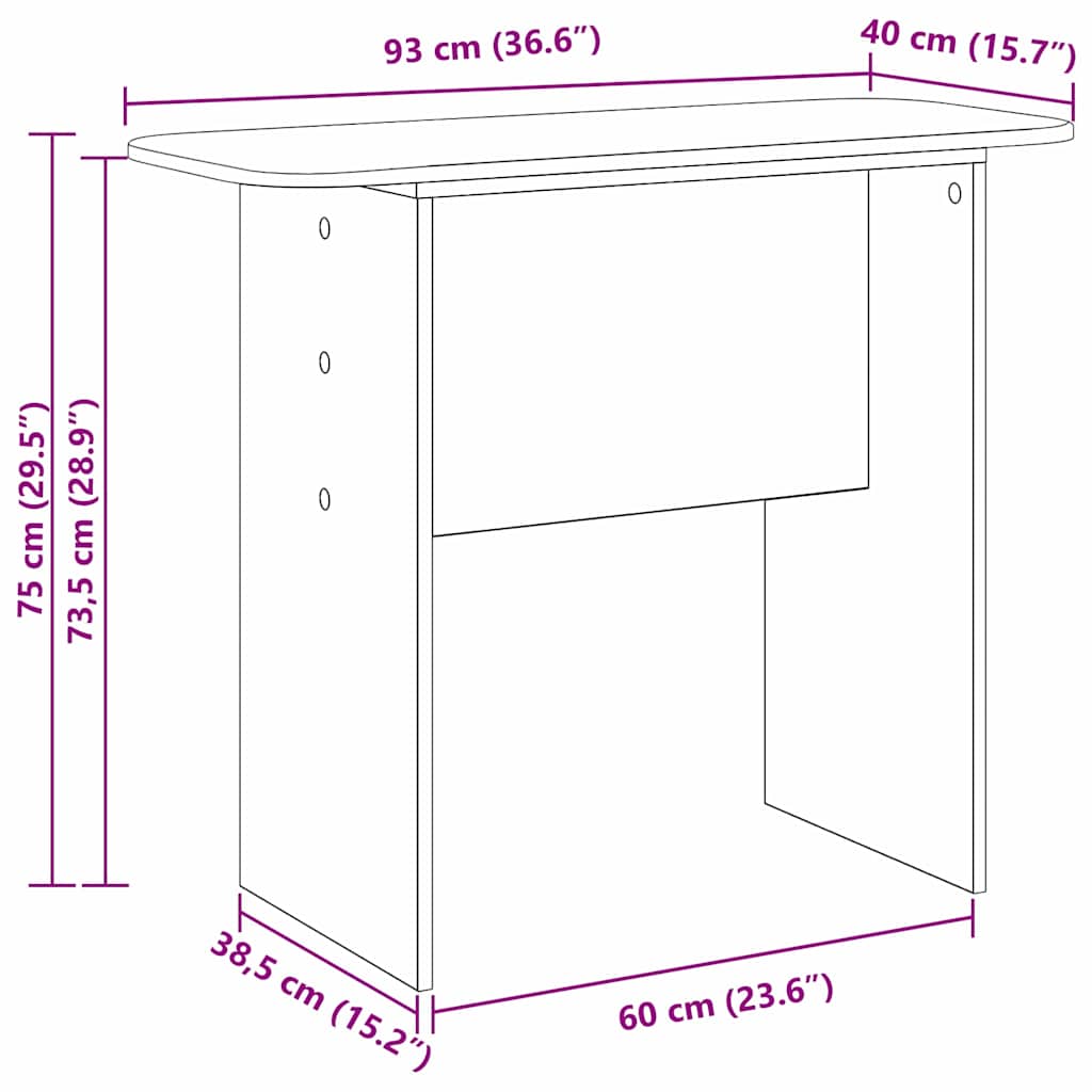 Konzolna stolica Siva Sonoma 93 x 40 x 75 cm Konstruirano drvo