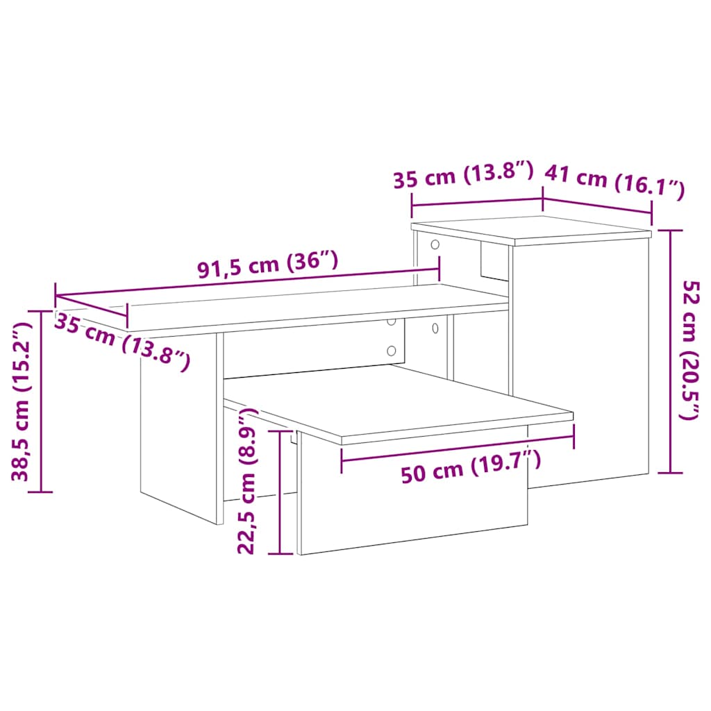 Konzolna stolica Betonski sivi 91,5 x 35 x 38,5 cm