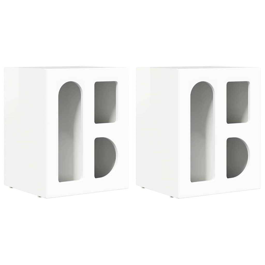 Noćni ormarić 2 pcs Visoki sjaj bijela 40 x 35 x 50 cm