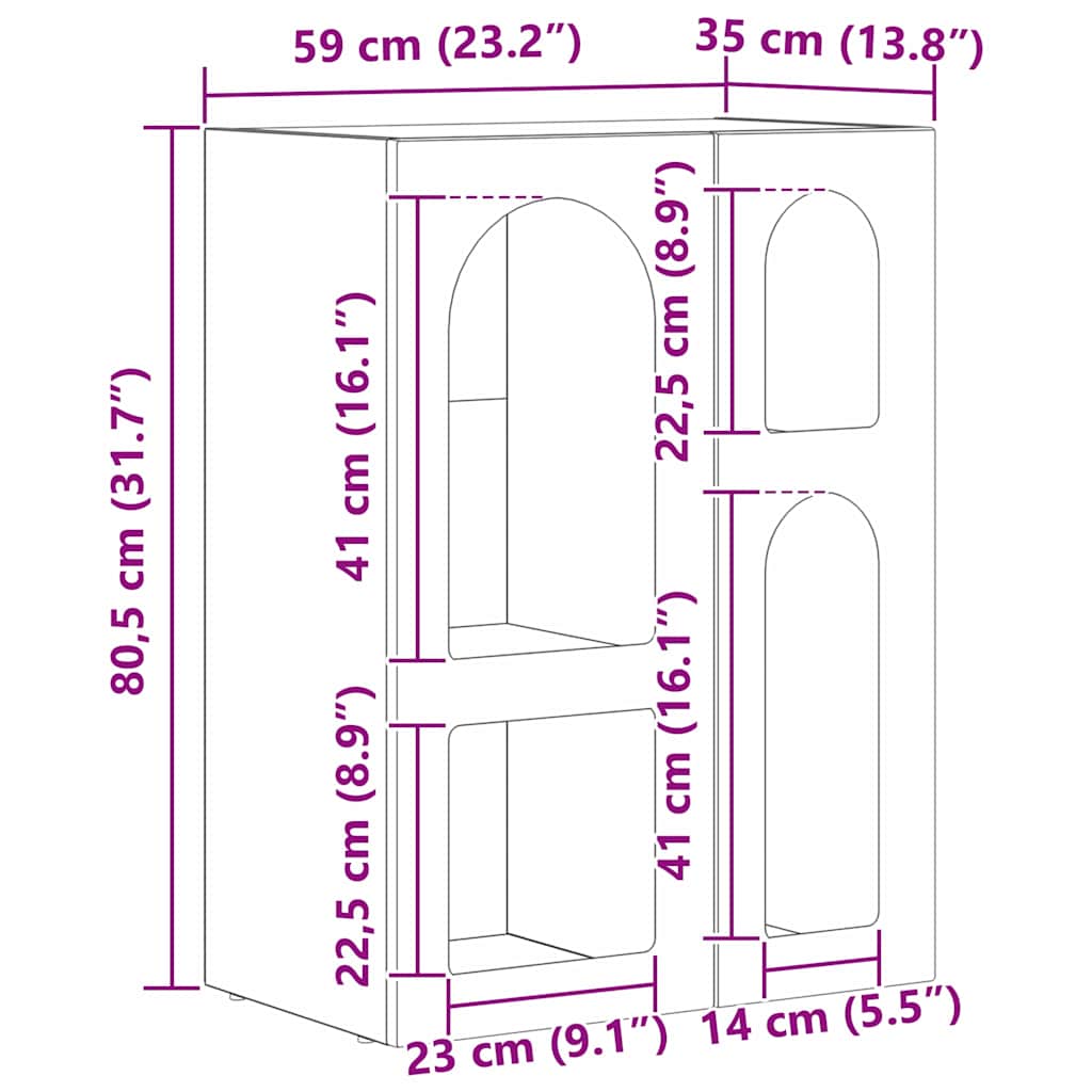 Kreveta Sonoma hrast 59 x 35 x 80.5 cm Konstruirano drvo