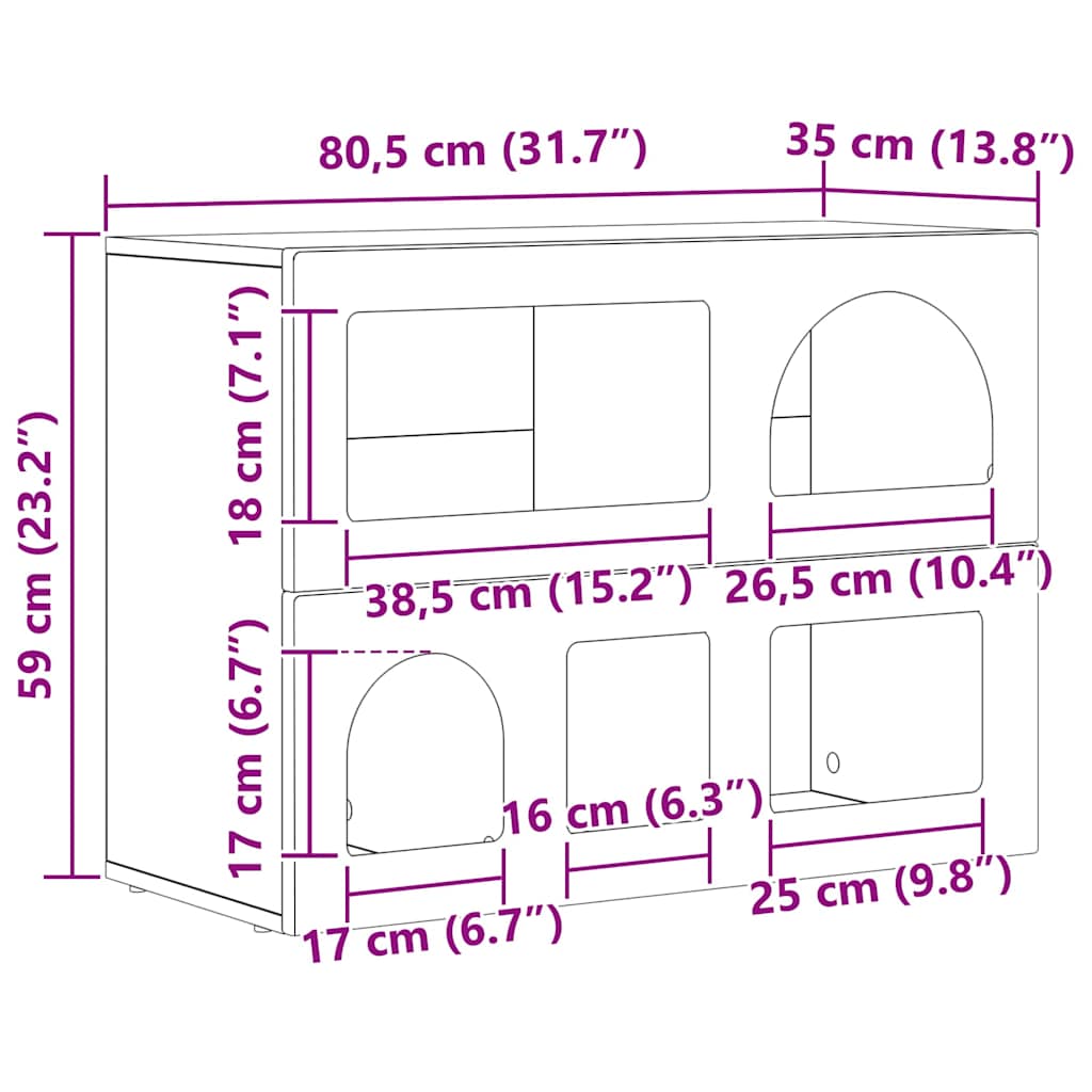 Kreveta Crna 80.5 x 35 x 59 cm Konstruirano drvo