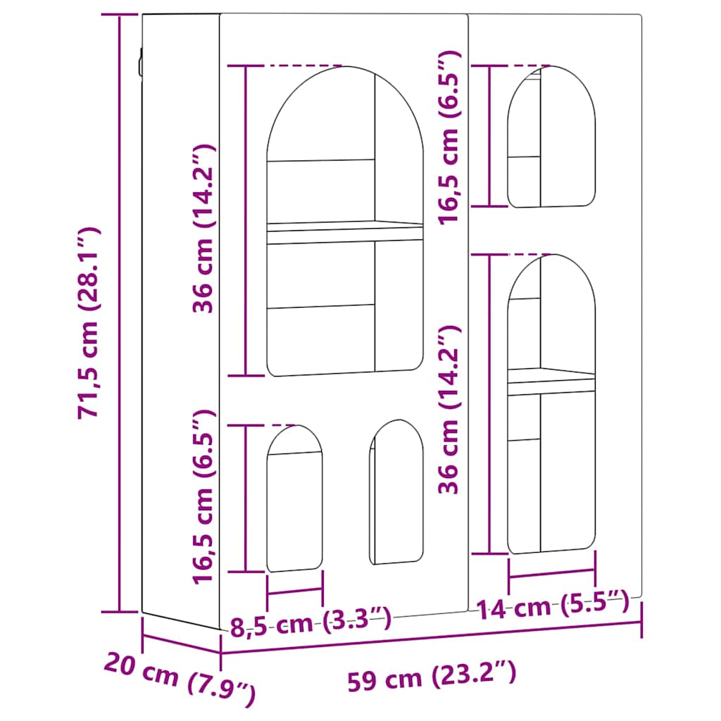 Viseći ormarić Sonoma hrast 59 x 20 x 71.5 cm Konstruirano drvo