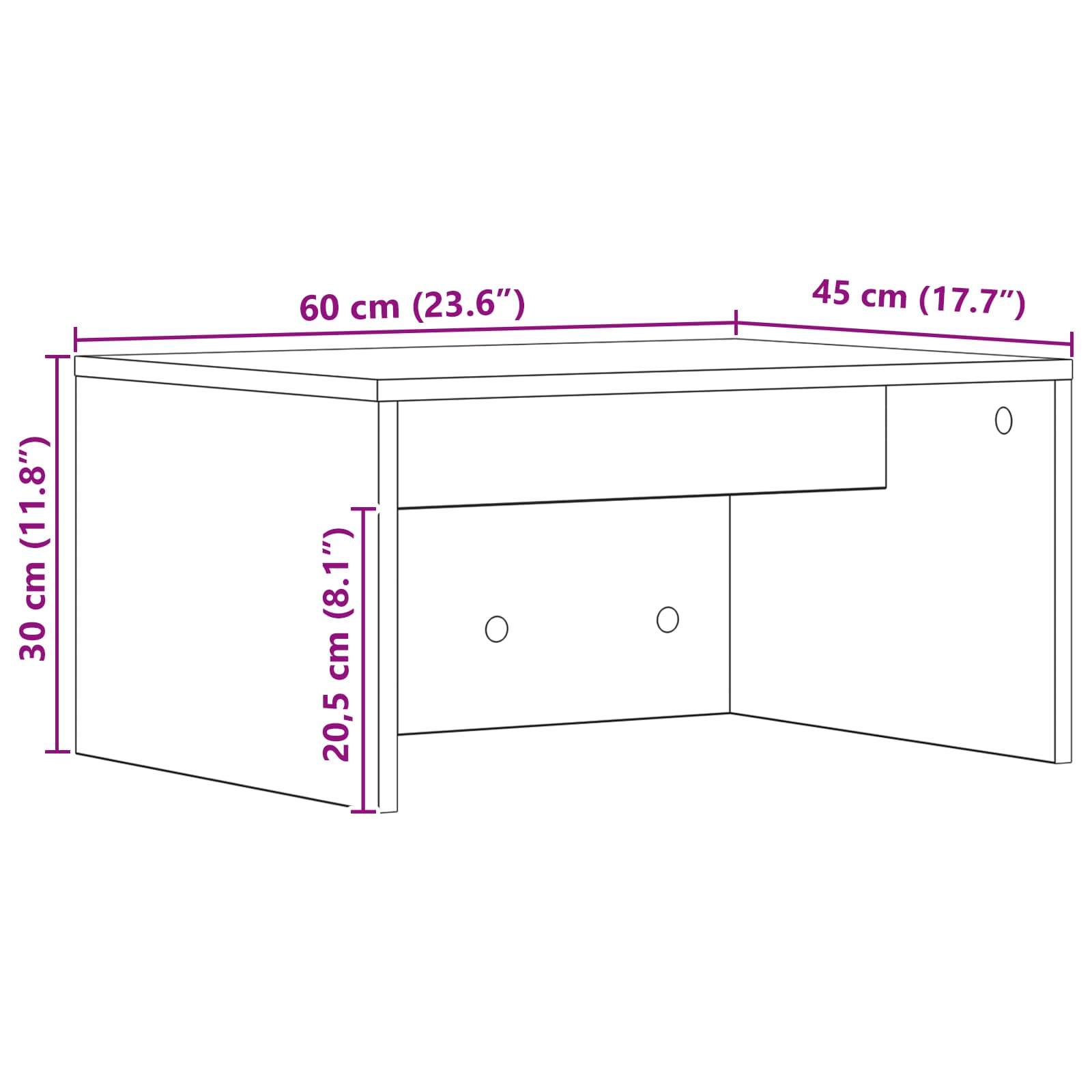 Stol za zid Betonski sivi 60 x 45 x 30 cm Konstruirano drvo