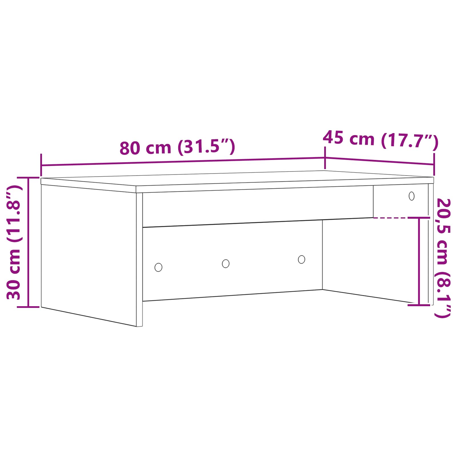 Stol za zid Zidne Bijelo 80 x 45 x 30 cm Konstruirano drvo