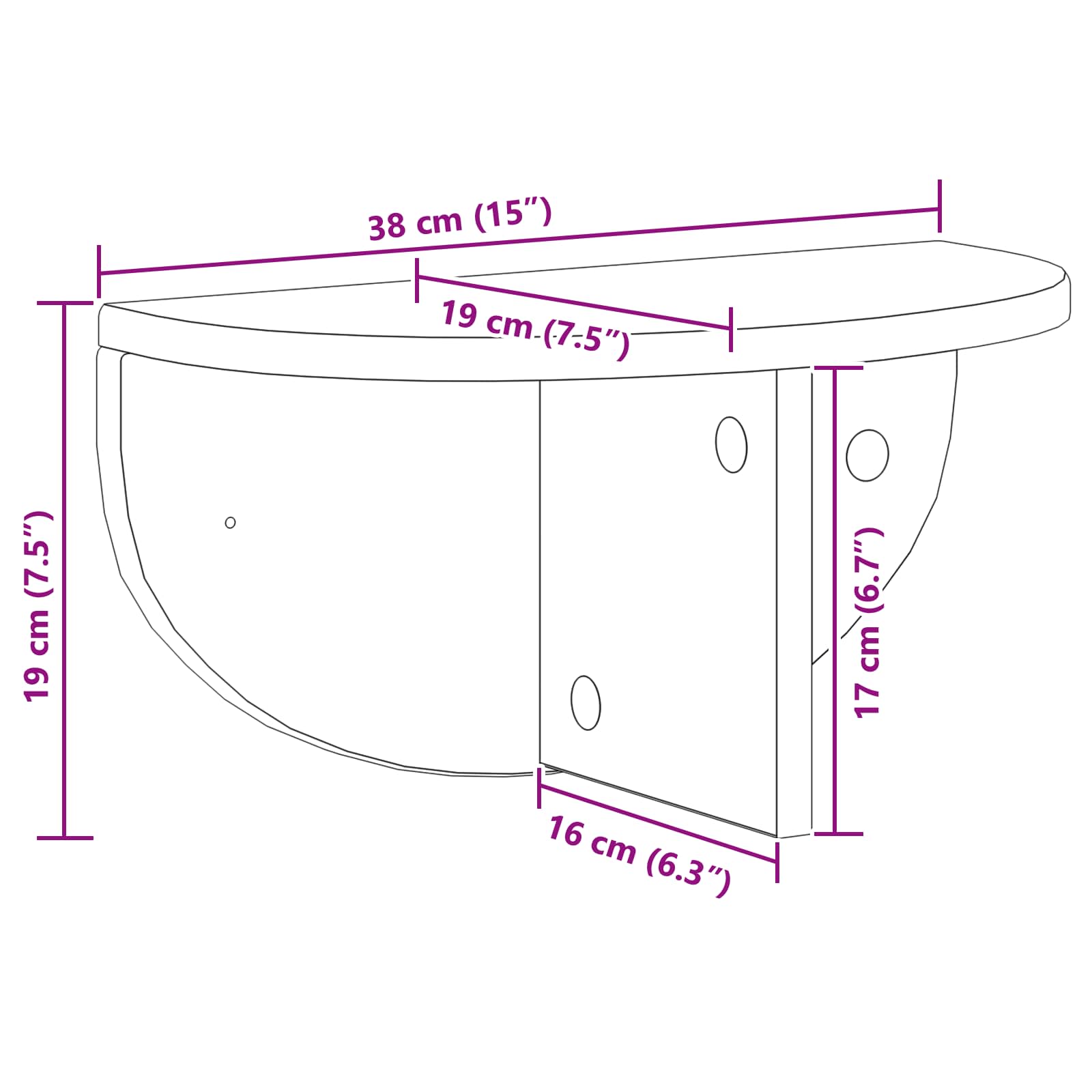 Polica na zidu Zidne 2 pcs Umjetnički hrast 38 x 19 x 19 cm