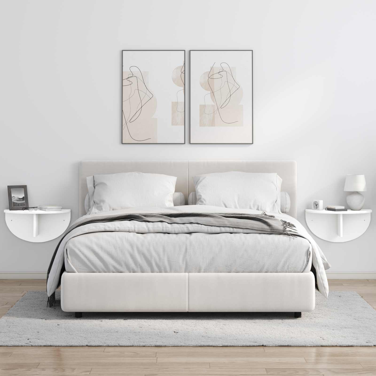Polica na zidu 2 pcs Bijelo 48 x 24 x 24 cm Konstruirano drvo
