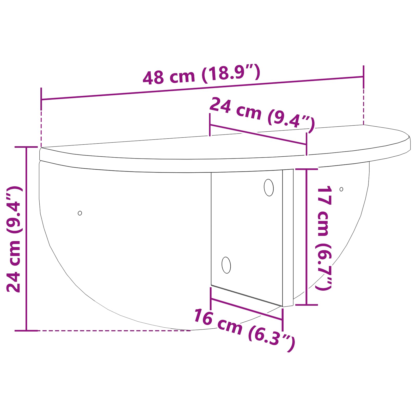 Polica na zidu Zidne 2 pcs Betonski sivi 48 x 24 x 24 cm
