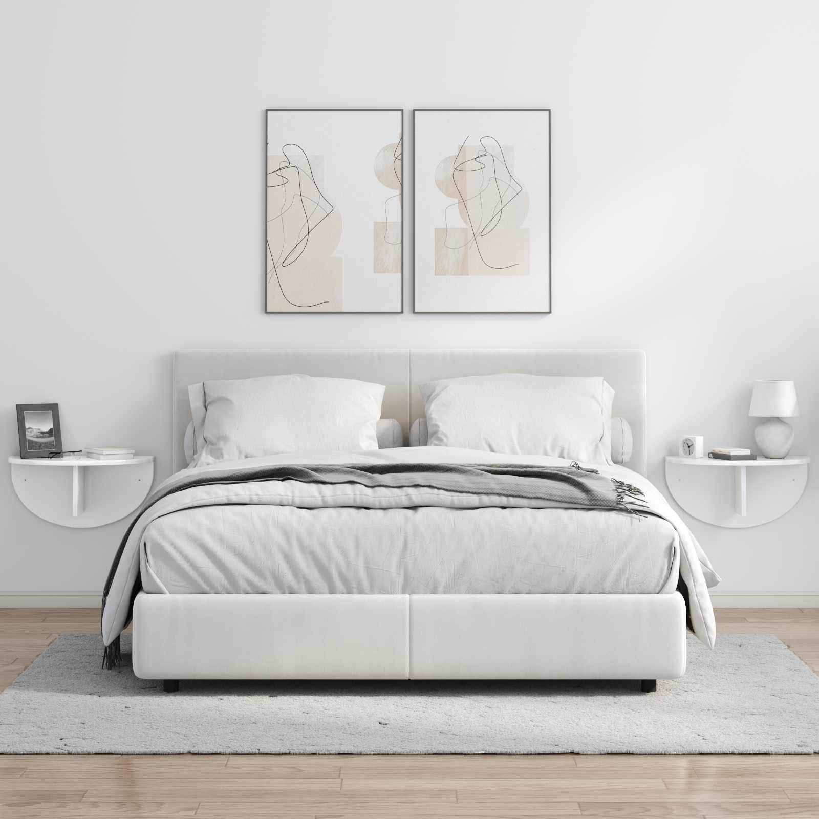 Polica na zidu Zidne 2 pcs Visoki sjaj bijela 48 x 24 x 24 cm