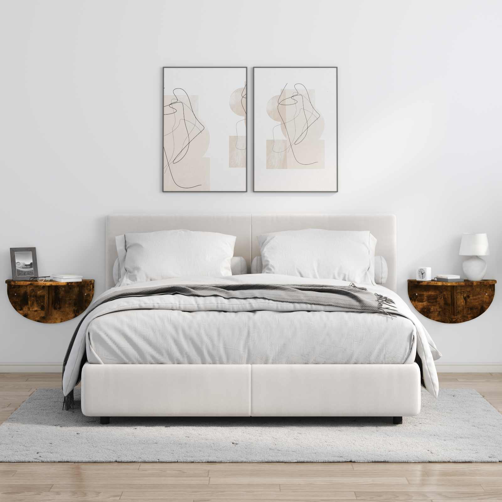 Polica na zidu Zidne 2 pcs Dimljeni hrast 48 x 24 x 24 cm