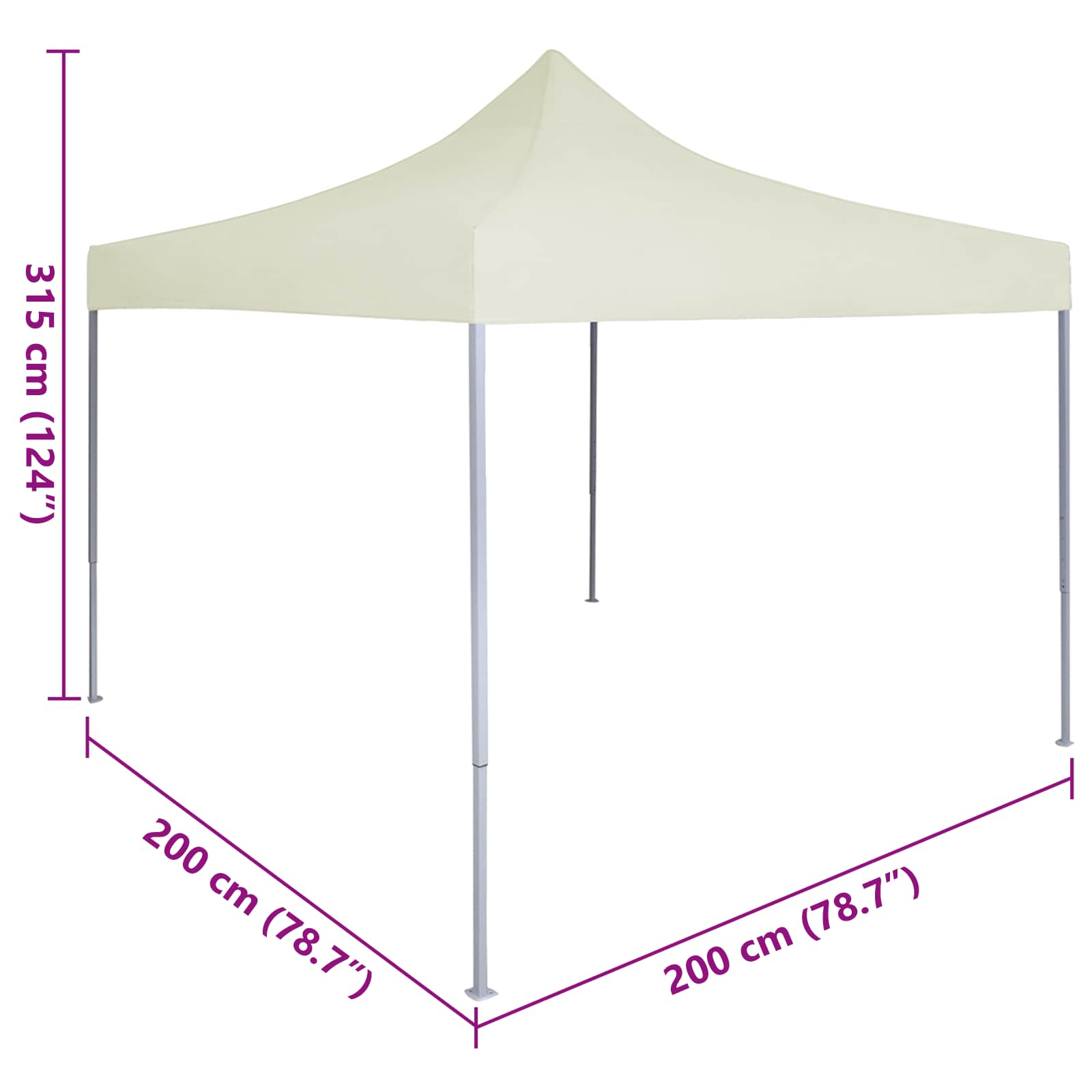 Šator za zabave Krema 200 x 200 x 315 cm Oxford tkanina