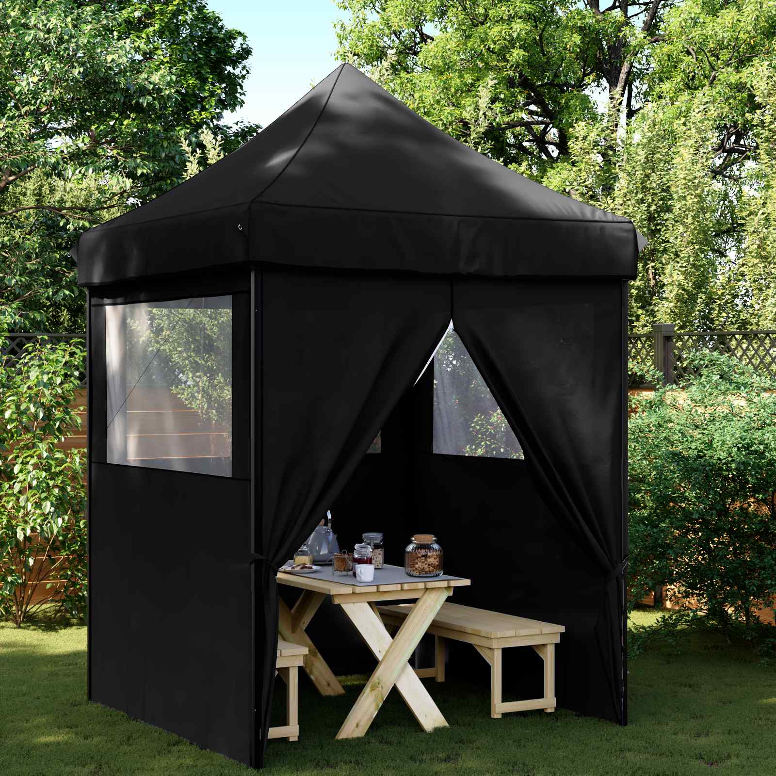 Šator za zabave 200 x 200 x 306 cm Crna Oxford tkanina