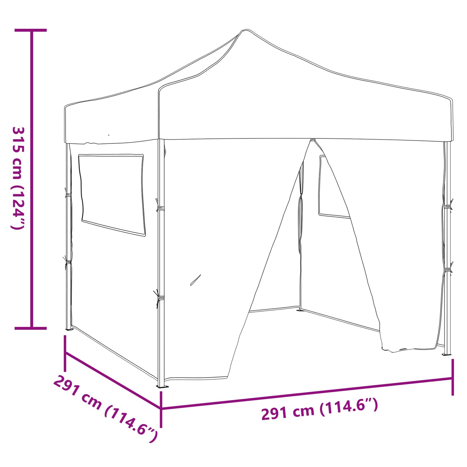 Šator za zabave Antracit 291 x 291 x 315 cm Oxford tkanina