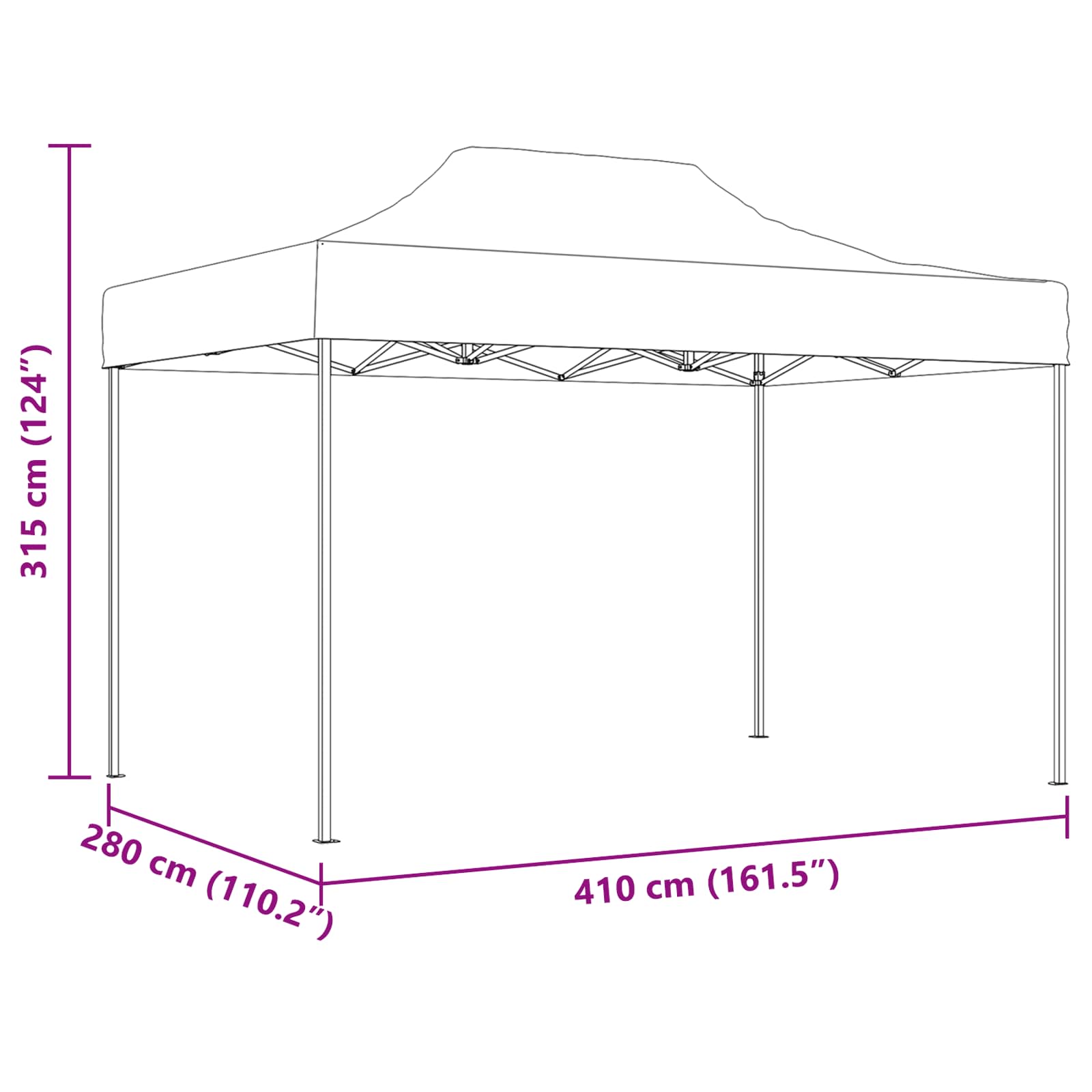 Šator za zabave Antracit 280 x 410 x 315 cm Oxford tkanina