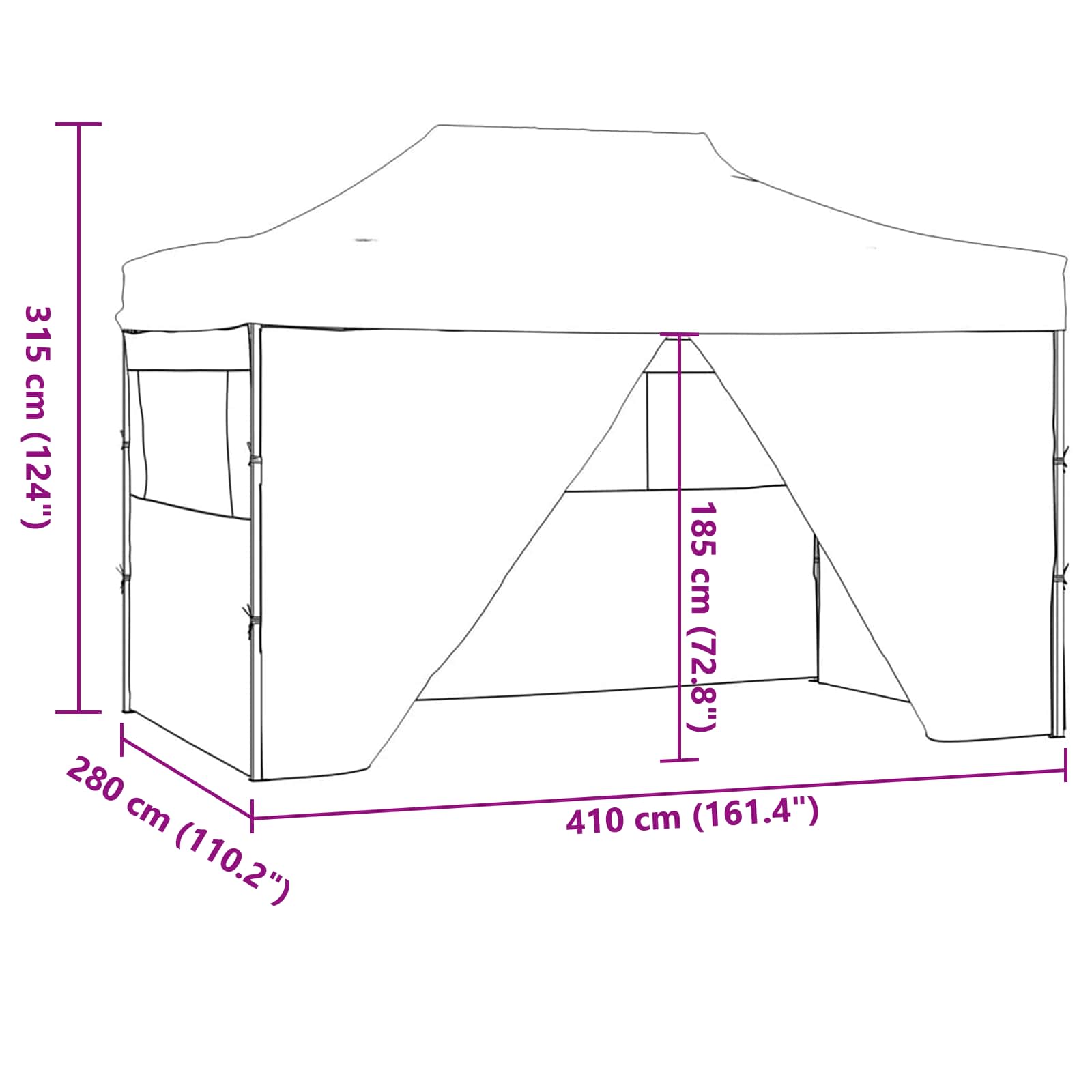 Šator za zabave Plava 280 x 410 x 315 cm Oxford tkanina