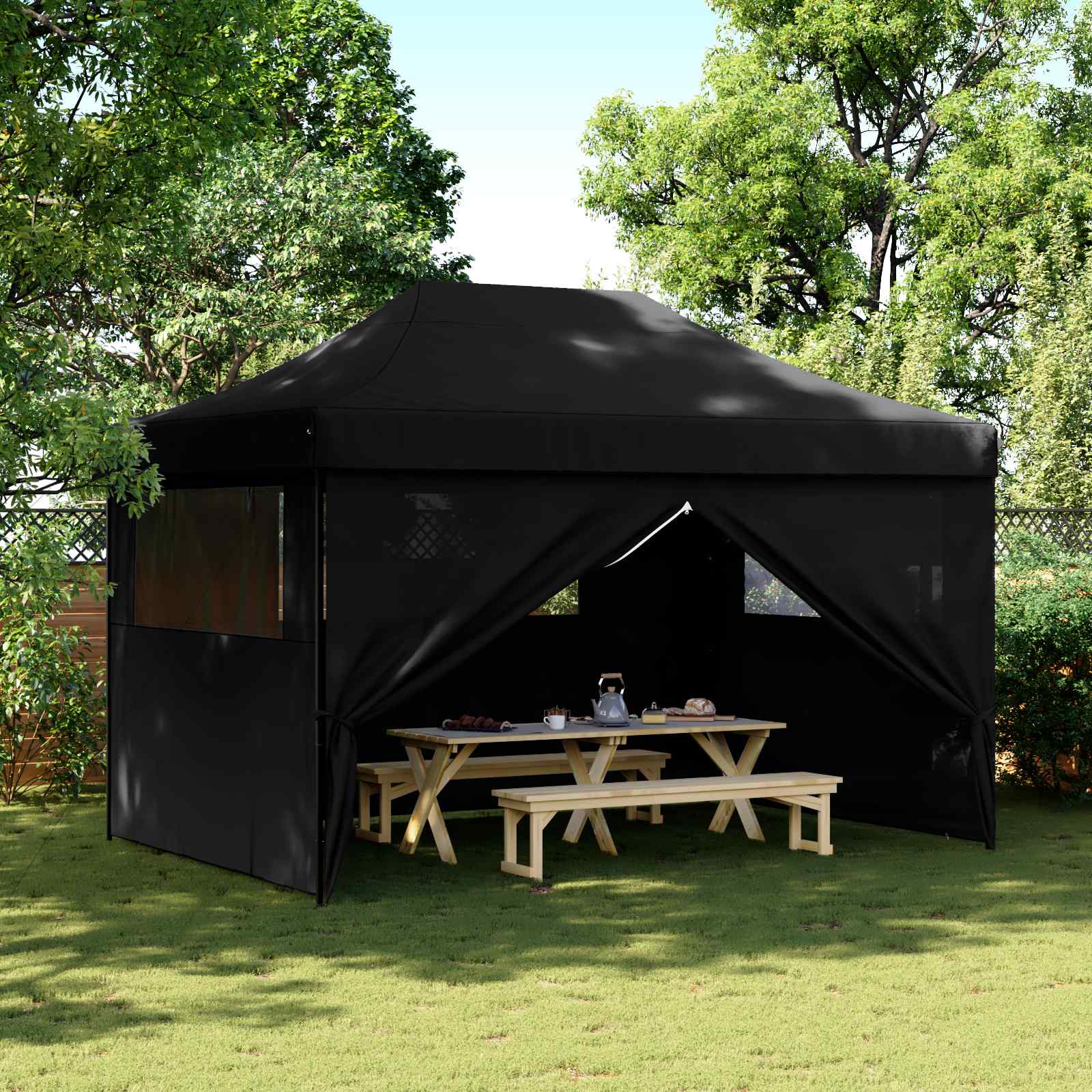 Šator za zabave Crna 279 x 410 x 315 cm Oxford tkanina