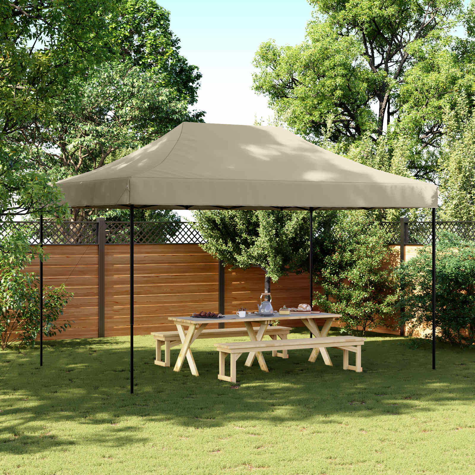 Šator za zabave Sivo-smeđa 292 x 440 x 315 cm Oxford tkanina