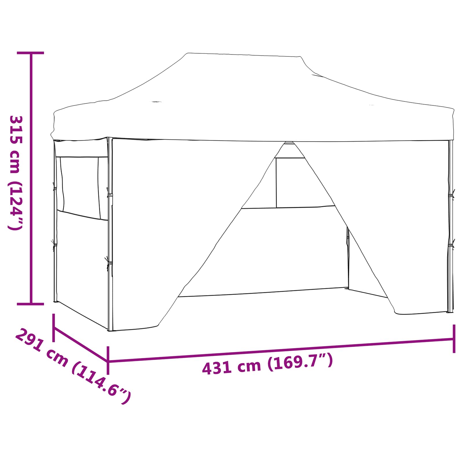 Šator za zabave Antracit 291 x 431 x 315 cm Oxford tkanina