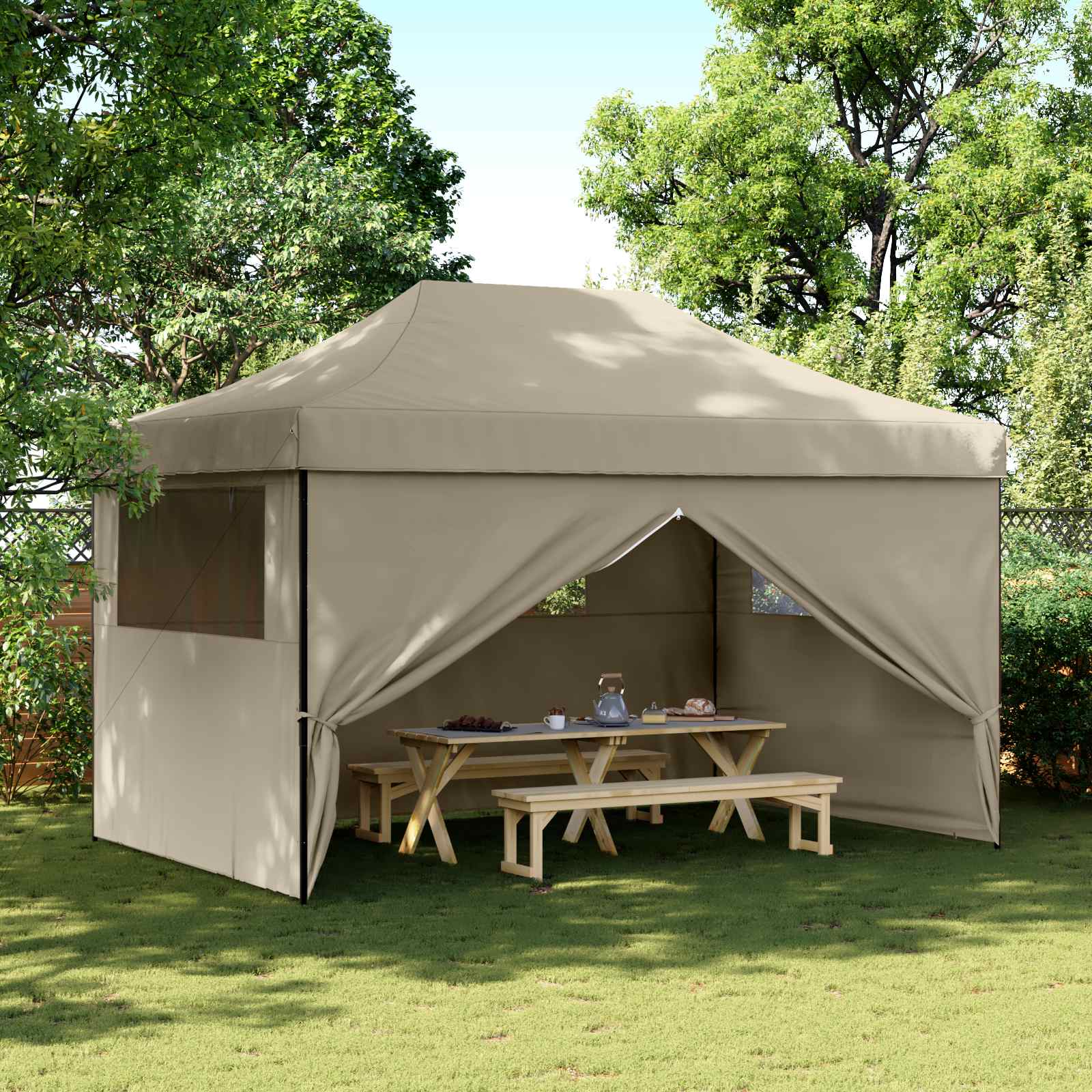 Šator za zabave Sivo-smeđa 292 x 440 x 315 cm Oxford tkanina