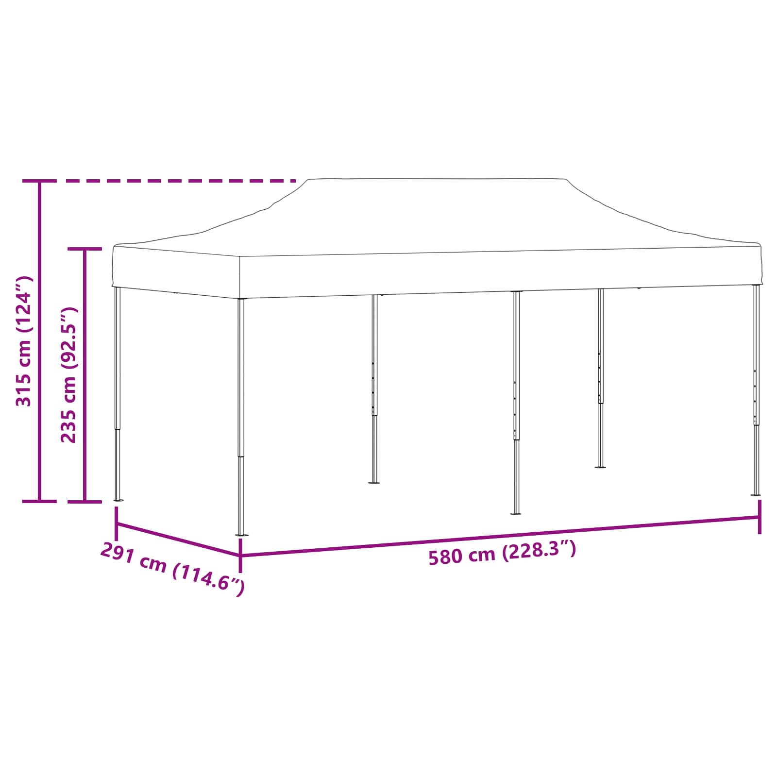 Šator za zabave Plava 291 x 580 x 315 cm Oxford tkanina