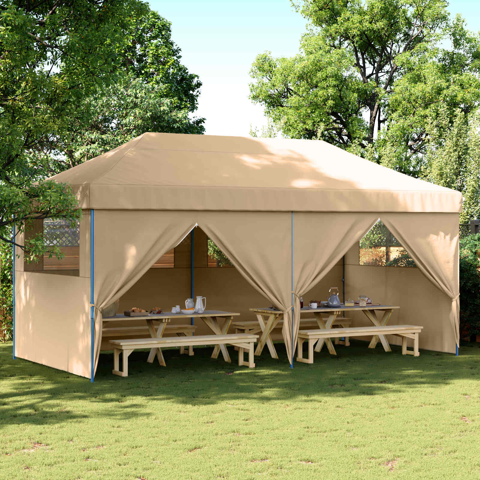 Šator za zabave Bež 292 x 580 x 315 cm Oxford tkanina