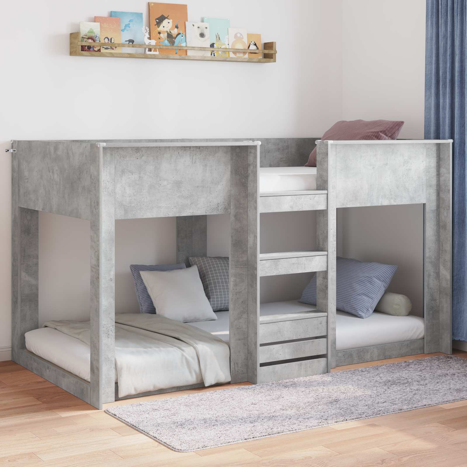 Krevet s daskama Betonski sivi 90 x 190 cm Konstruirano drvo