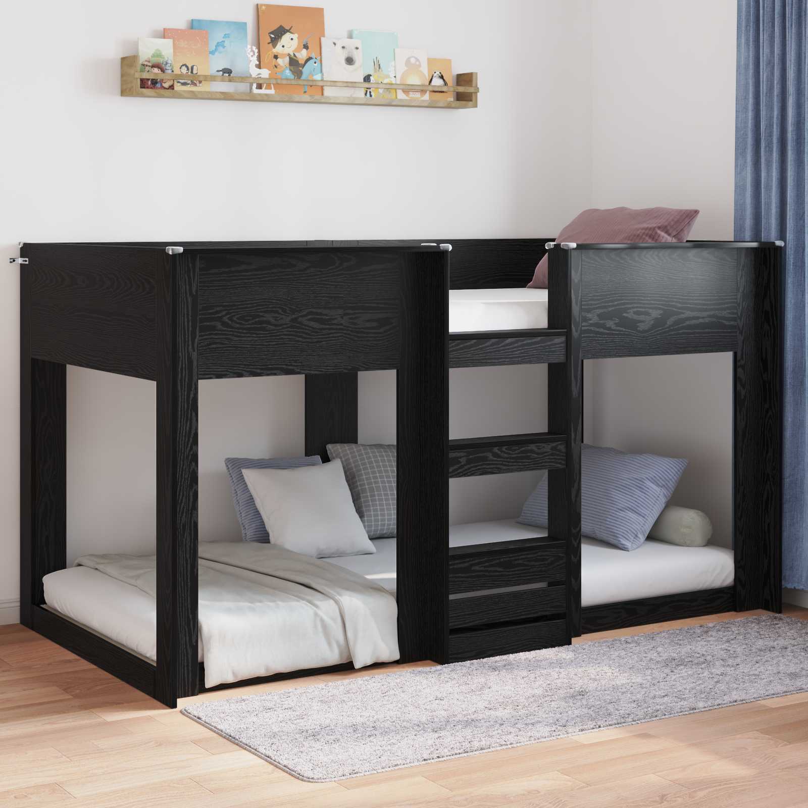 Krevet s daskama Crni hrast 80 x 200 cm Konstruirano drvo