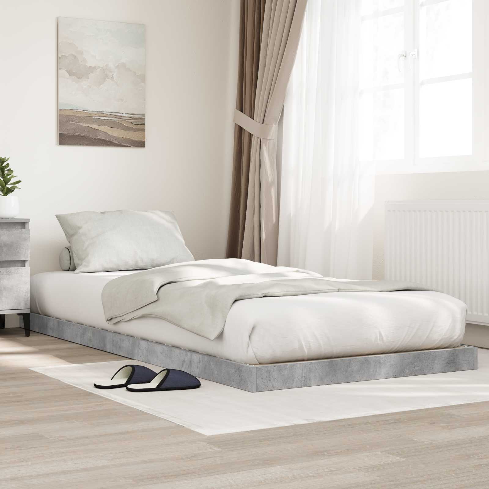 Krevet s daskama Betonski sivi 80 x 200 cm Konstruirano drvo