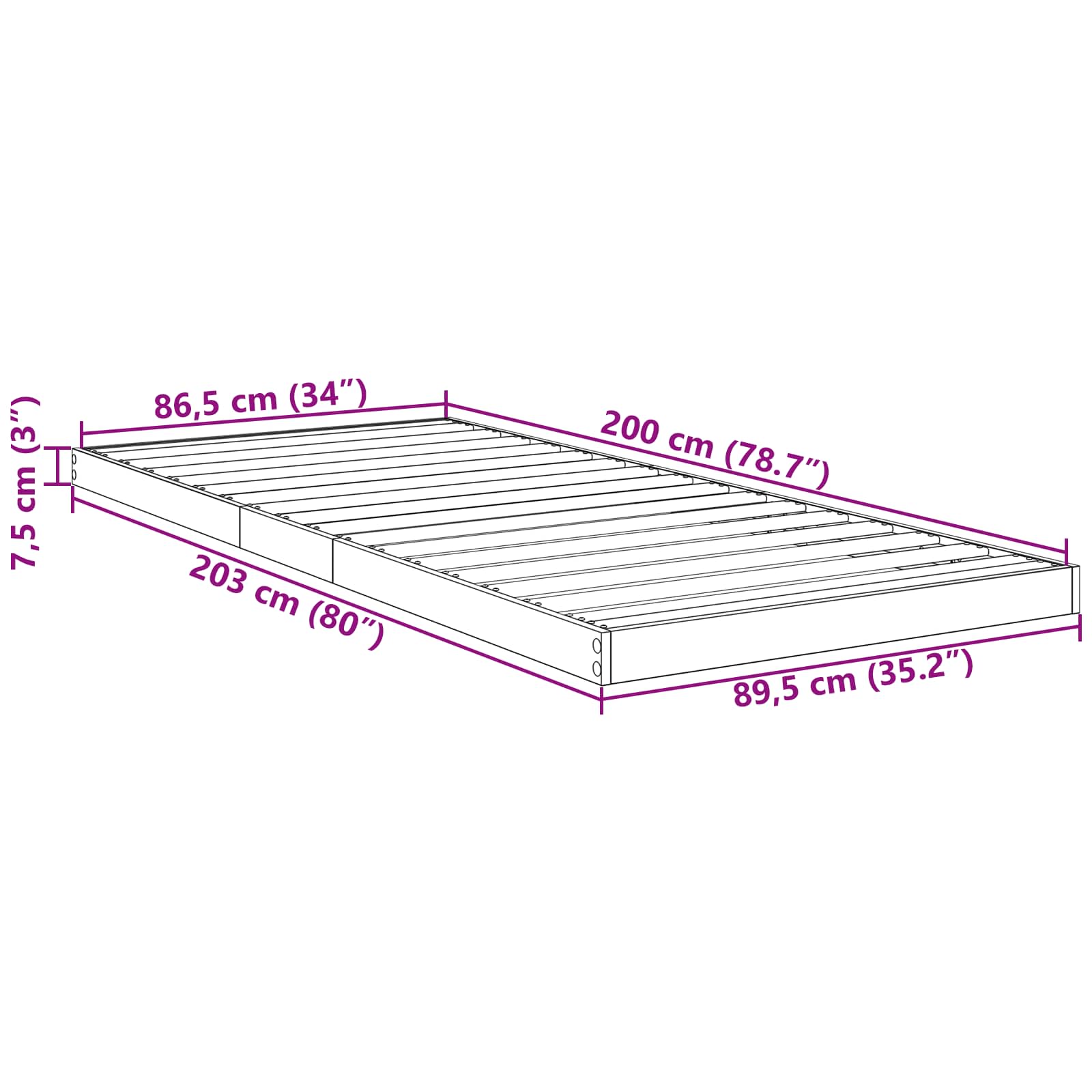 Krevet s daskama Sonoma hrast 90 x 200 cm Konstruirano drvo