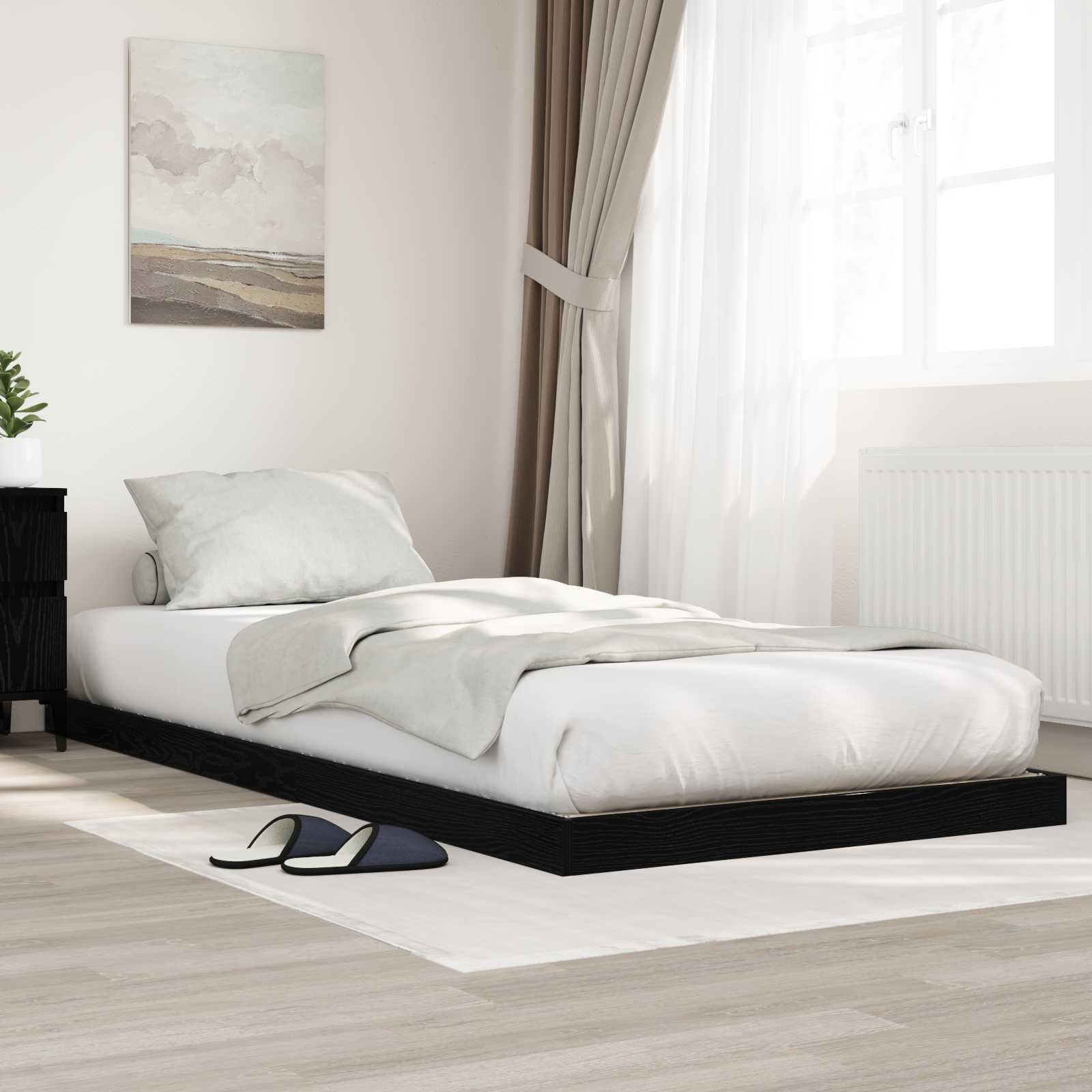 Krevet s daskama Crni hrast 100 x 200 cm Konstruirano drvo