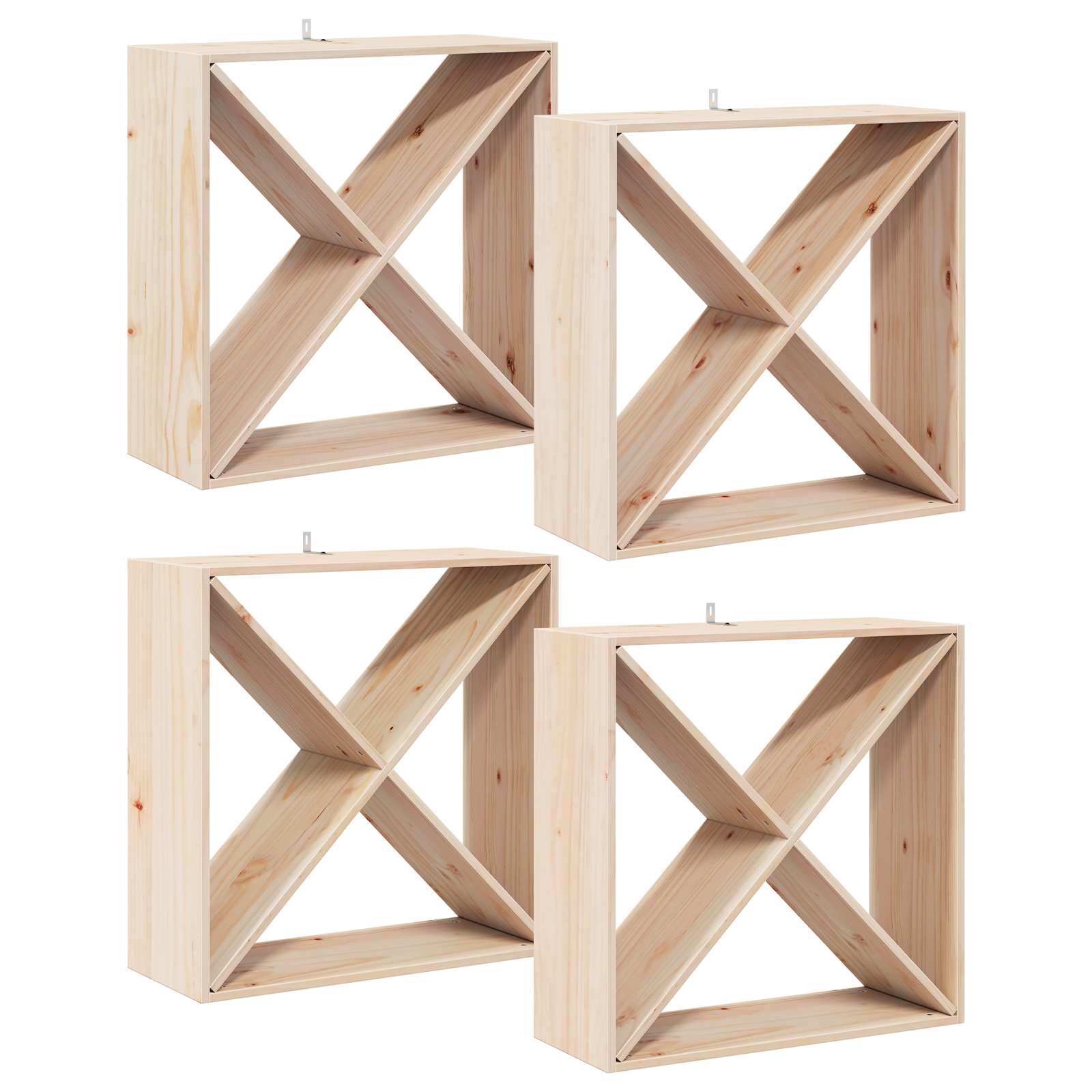 Stalak za vino 4 pcs Prirodna 62 x 25 x 62 cm