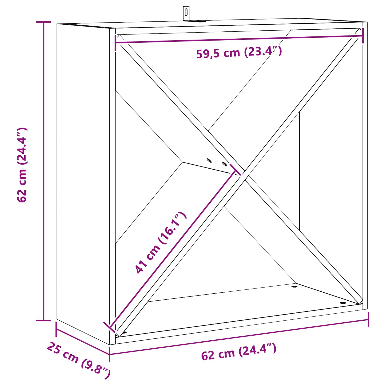 Stalak za vino 4 pcs Prirodna 62 x 25 x 62 cm