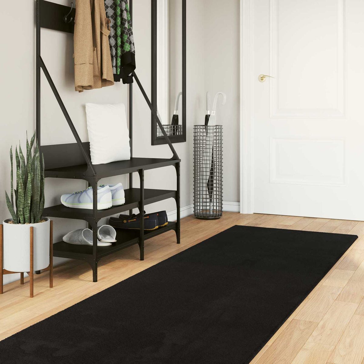 Tepih HUARTE Crna 80 x 500 cm 100% poliester Ravna