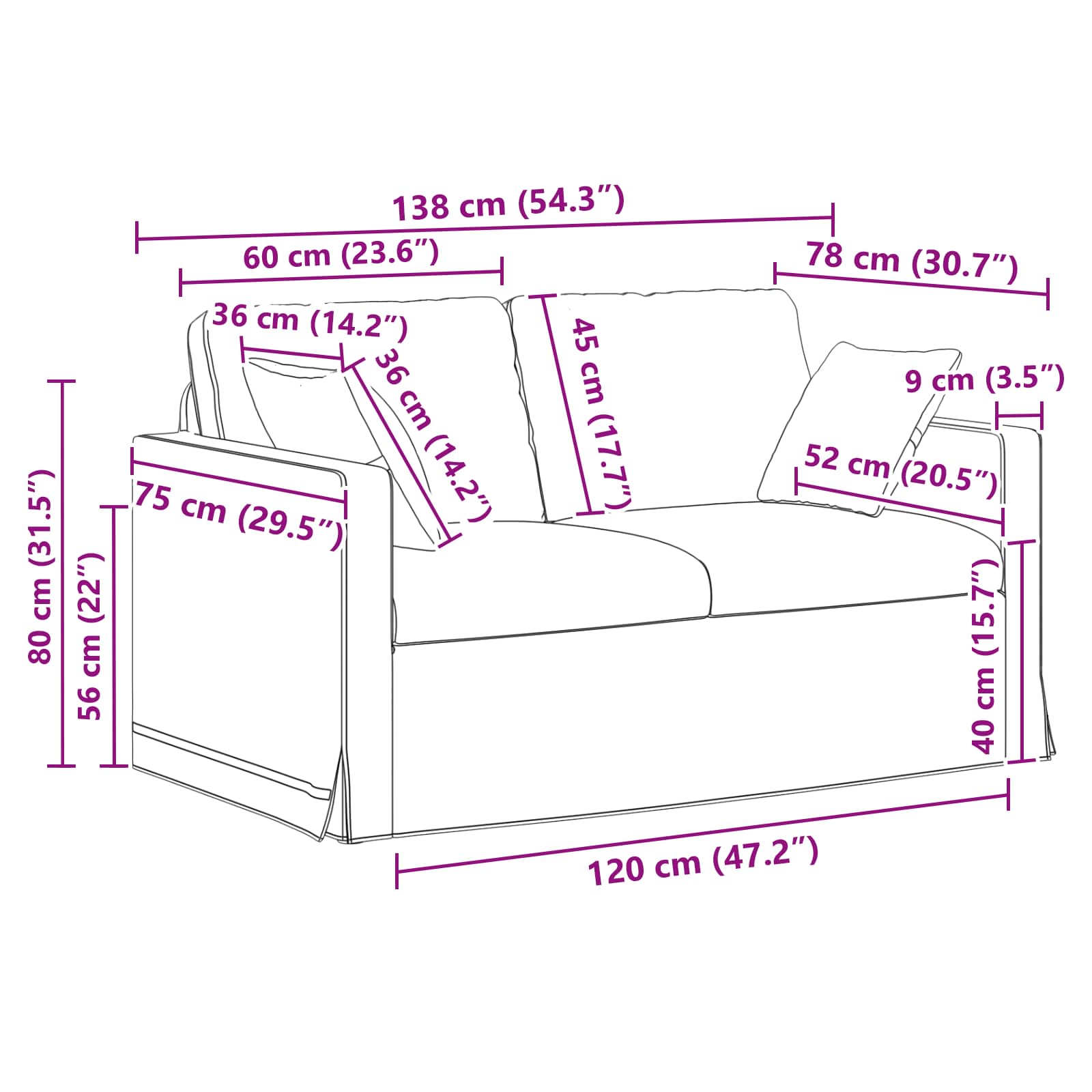 Set sofe 2 pcs Plava 138 x 78 x 80 cm Baršun