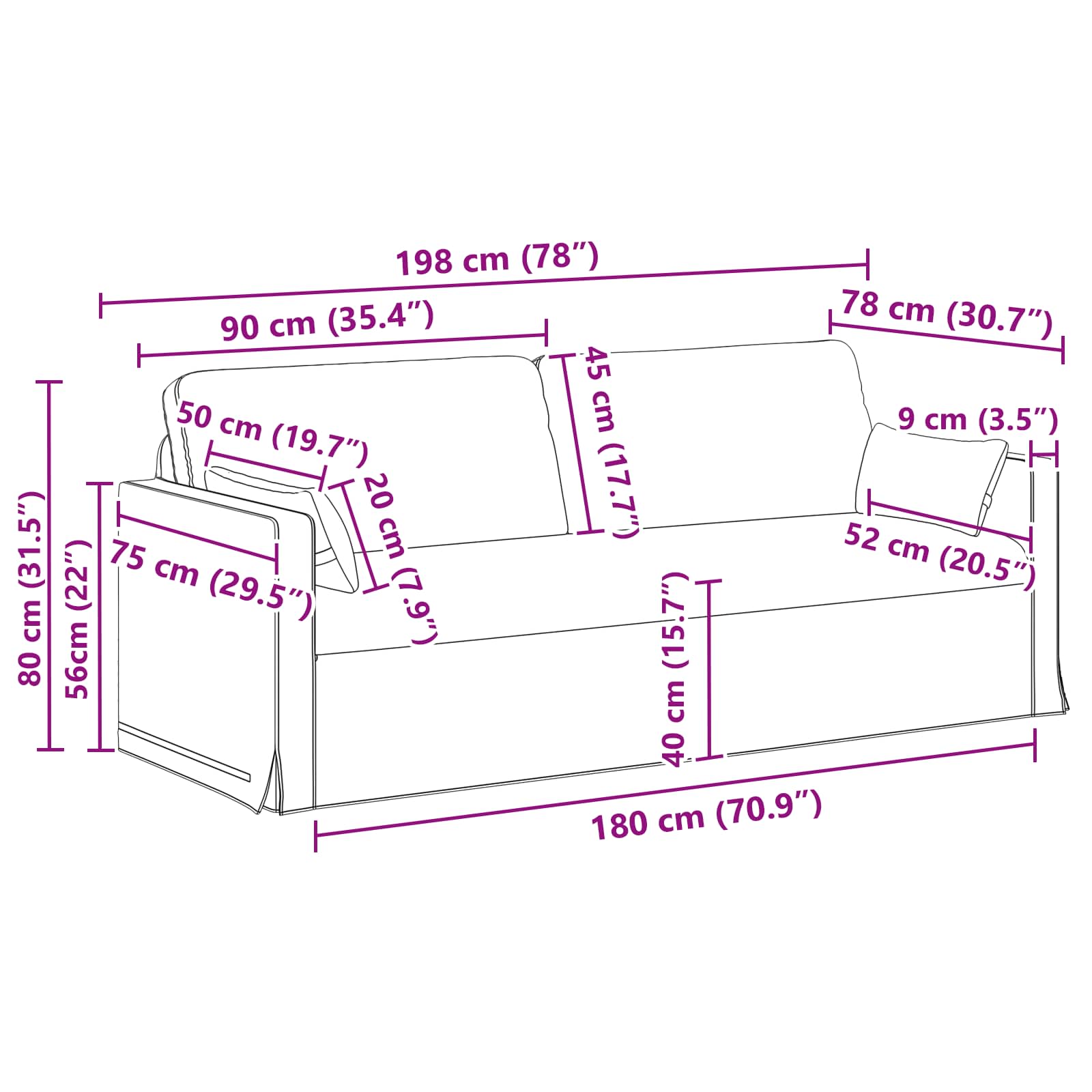 Set sofe 2 pcs Krema 158 x 78 x 80 cm tkanina