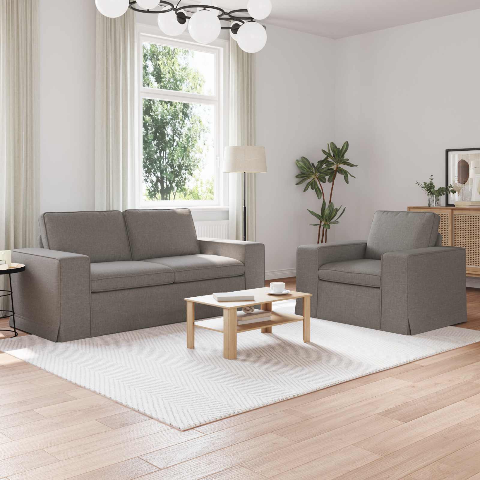Set sofe 2 pcs Sivo-smeđa 182 x 80 x 82 cm tkanina