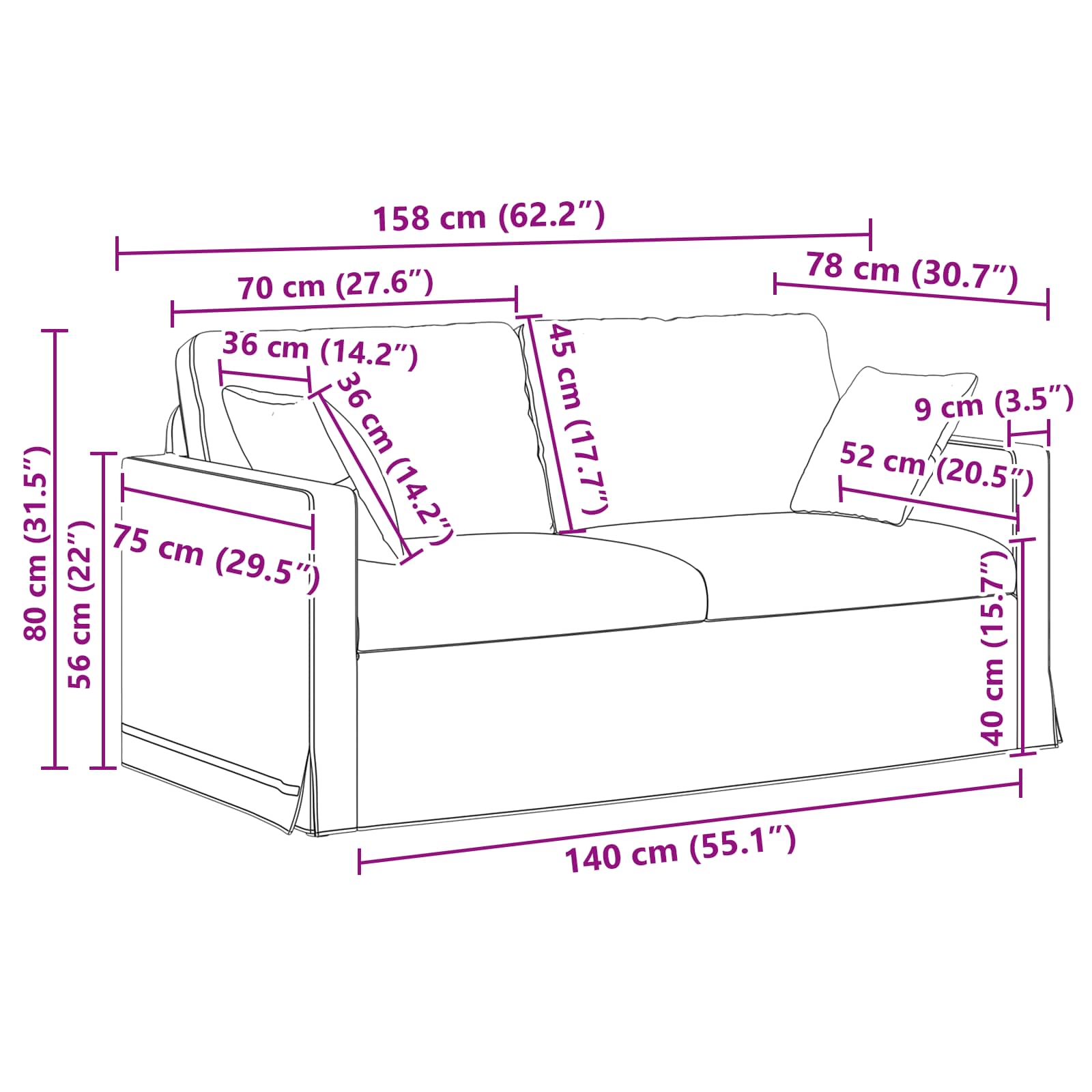 Set sofe 2 pcs Svijetlo siva 158 x 78 x 80 cm Baršun
