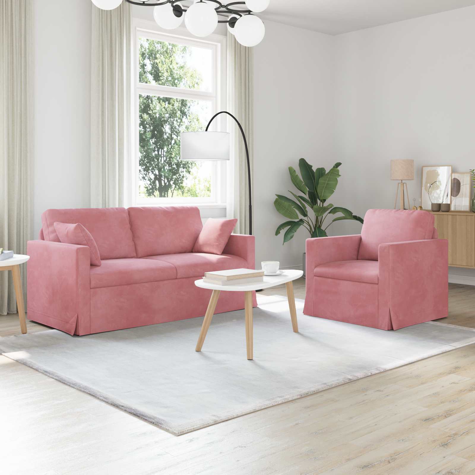 Set sofe 2 pcs Ružičasta 158 x 78 x 80 cm Baršun