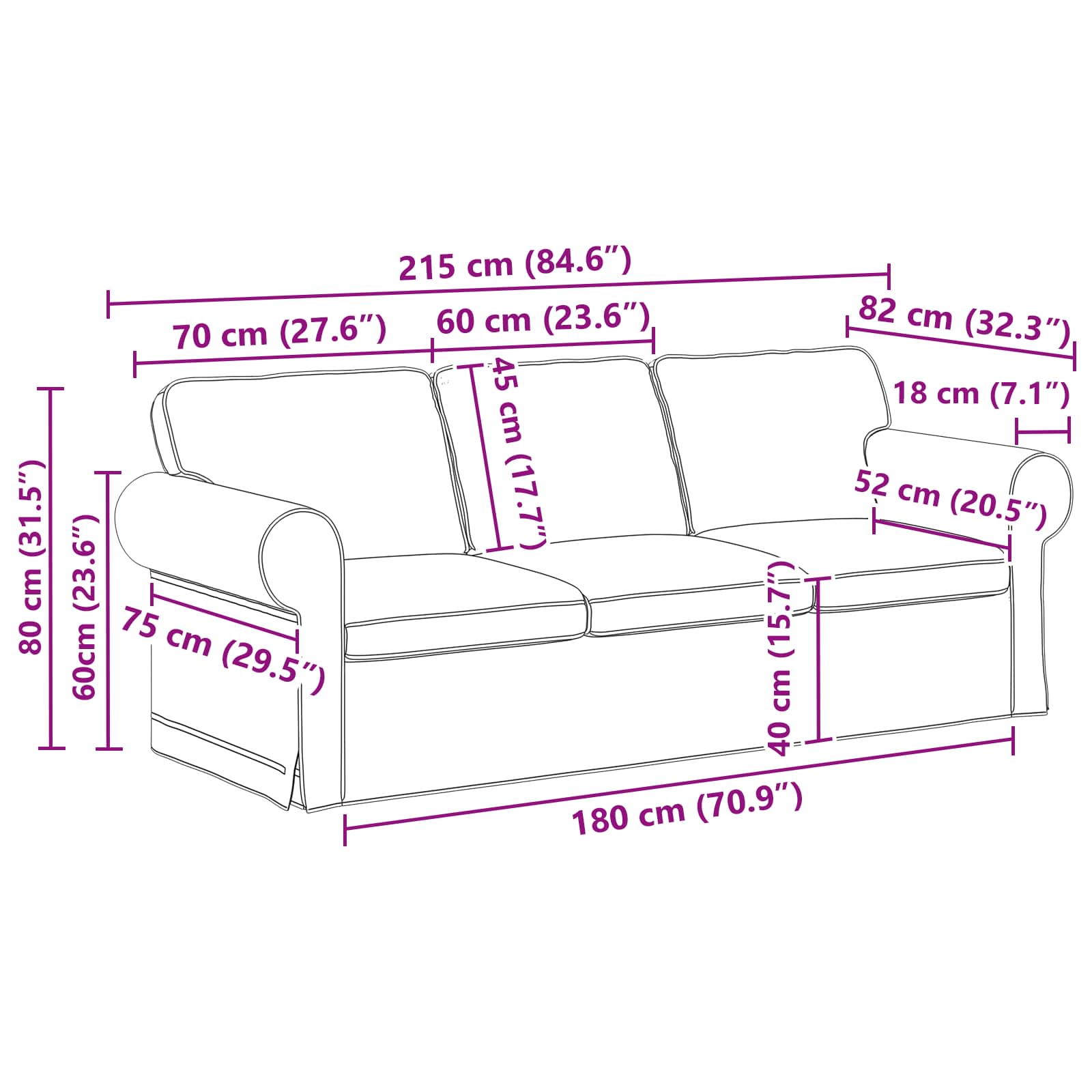 Set sofe 2 pcs Tamnozelena 215 x 82 x 80 cm tkanina