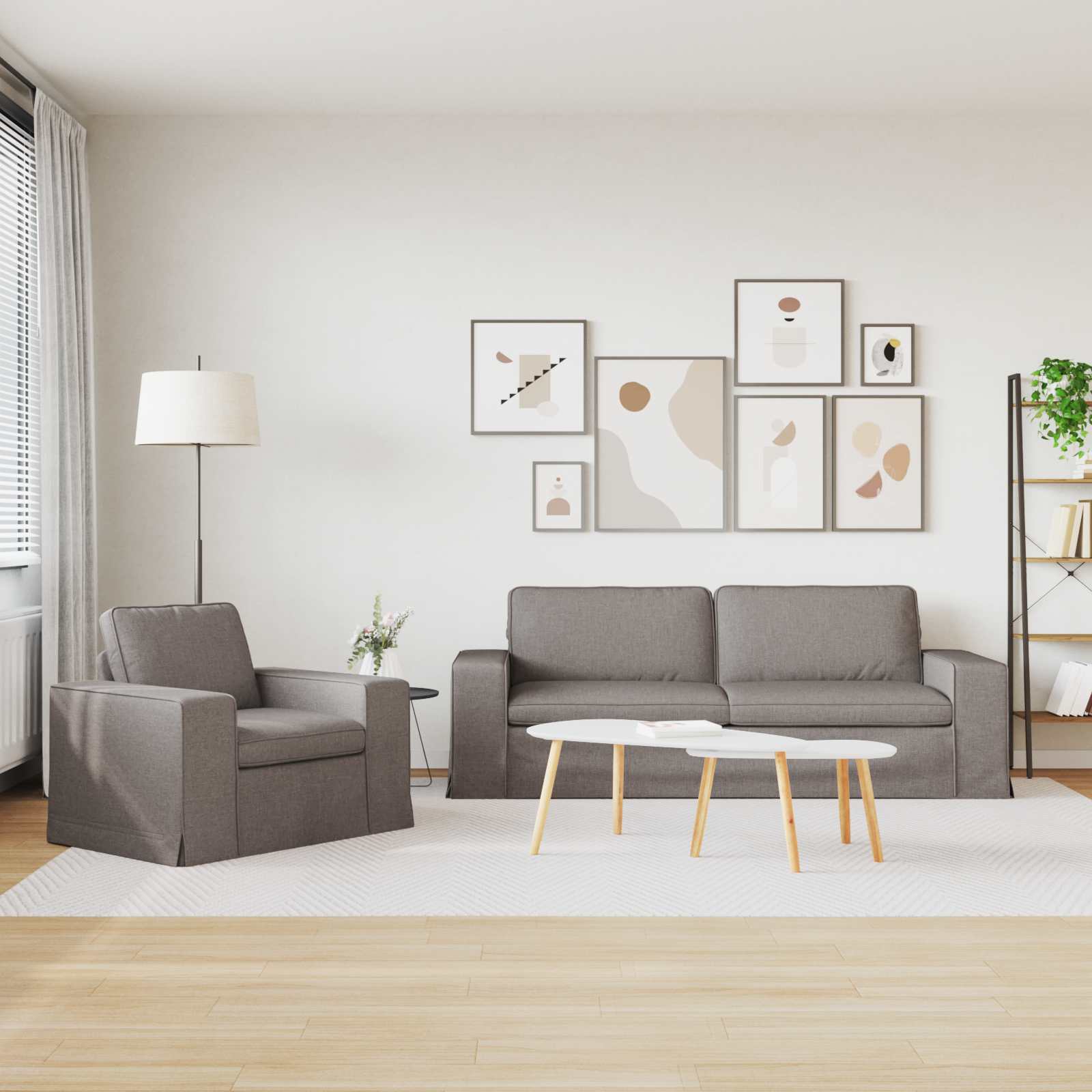 Set sofe 2 pcs Sivo-smeđa 222 x 80 x 82 cm tkanina