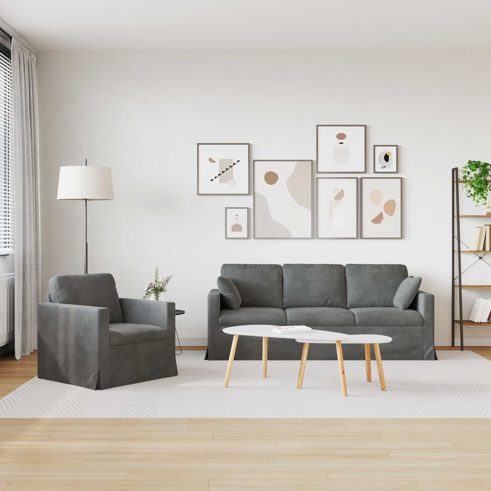 Set sofe 2 pcs Tamno siva 198 x 78 x 80 cm Baršun